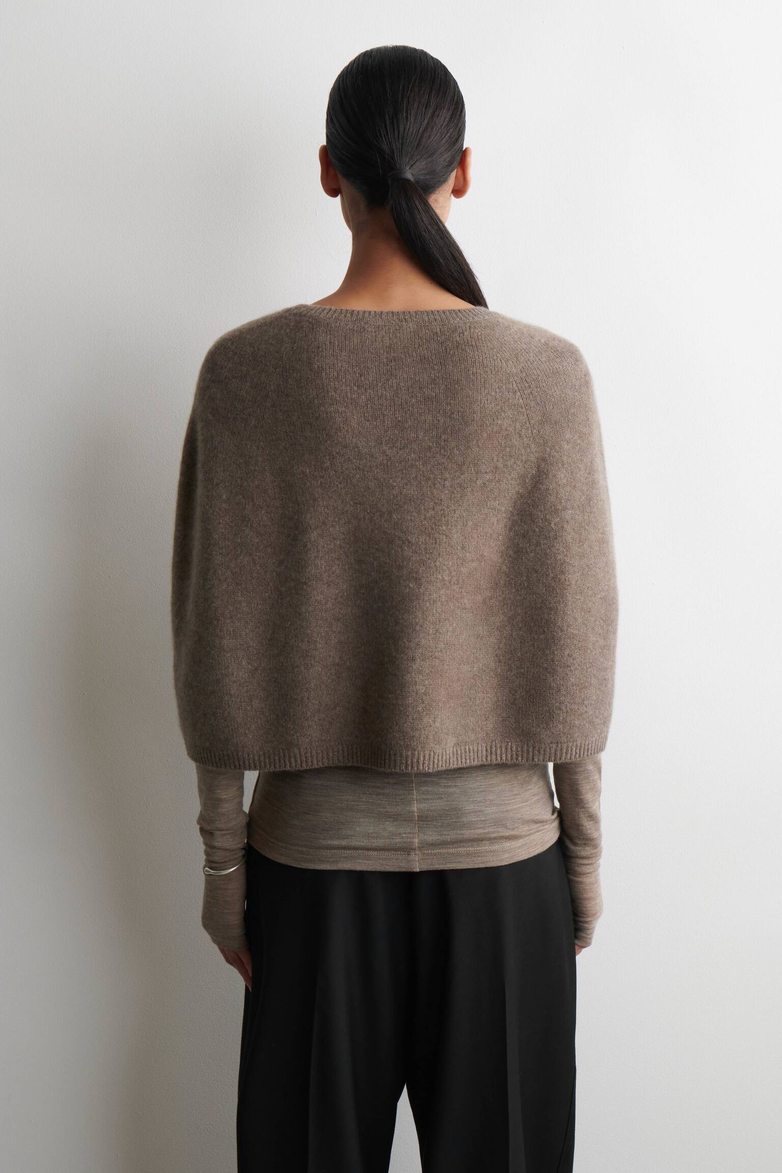 CAPE EN CACHEMIRE - BRUN CHINÉ - 6