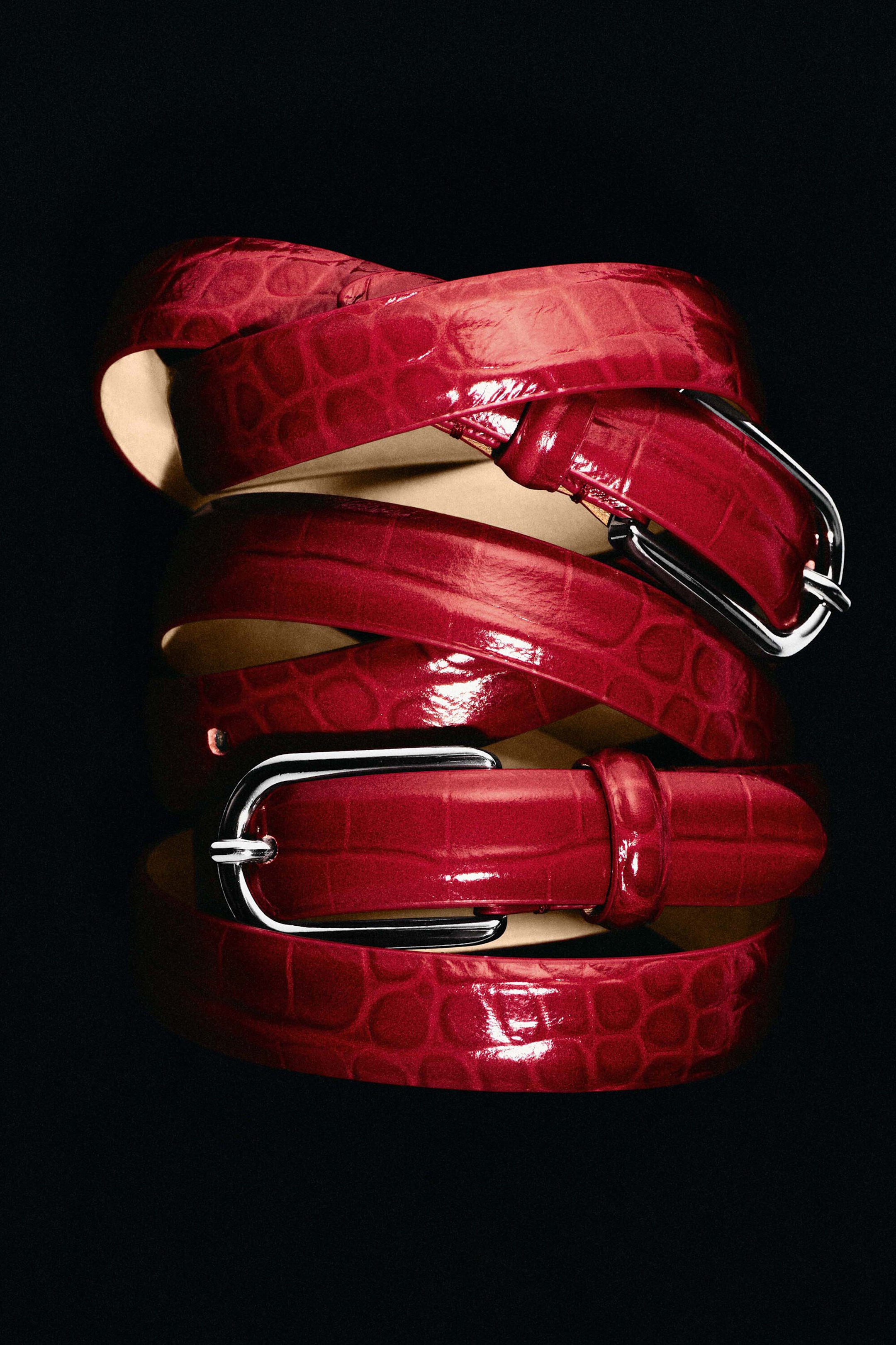 CROC-EFFECT LEATHER BELT