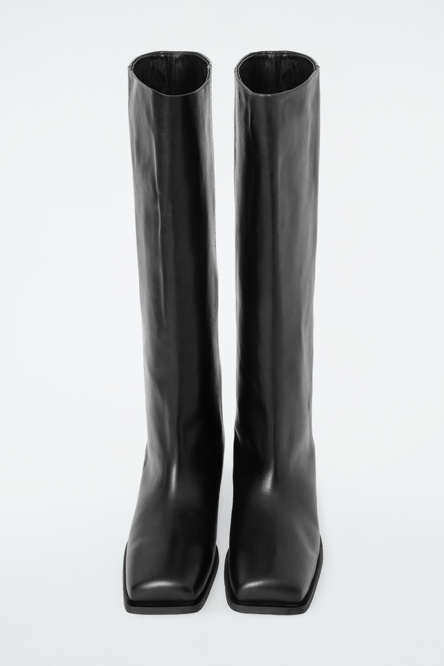 BOTTES MI-LONGUES EN CUIR À BOUT CARRÉ - NOIR - 3