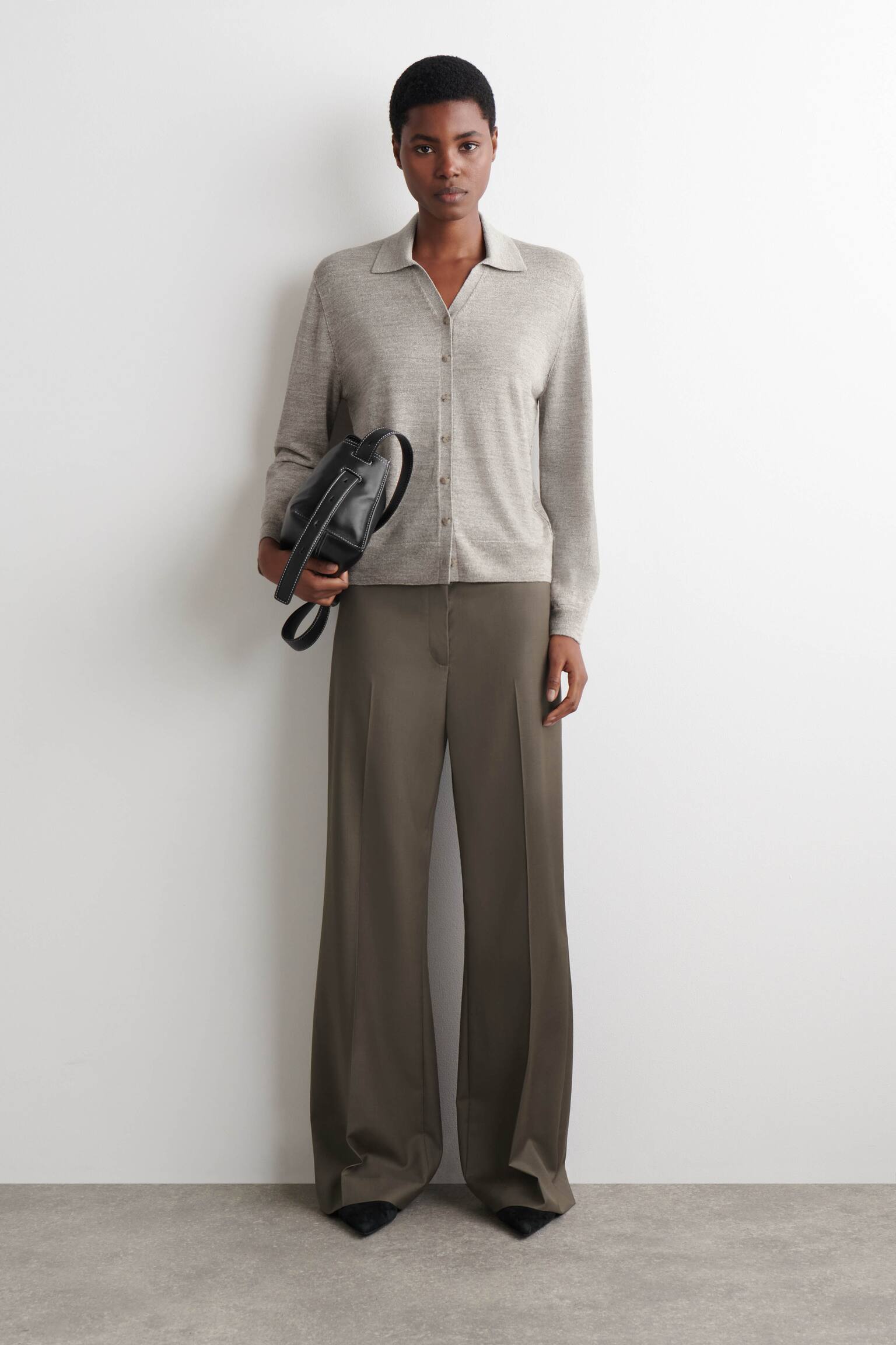 CHEMISE EN MAILLE DE LIN ET MÉRINOS - GRÈGE CHINÉ/NOIR - 5