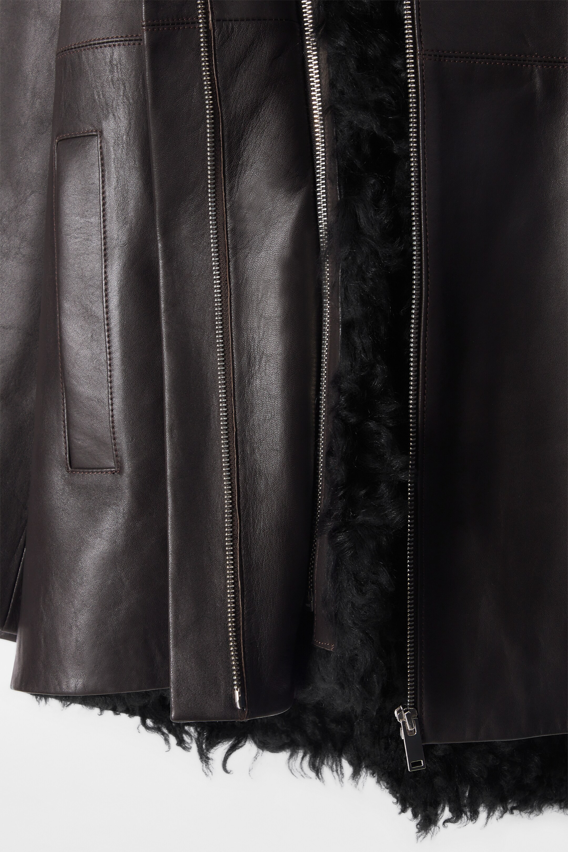 Ingrandisci l'immagine: SHEARLING-LINED NAPPA HOODED JACKET - DARK BROWN - DONNA | H&M CH 3