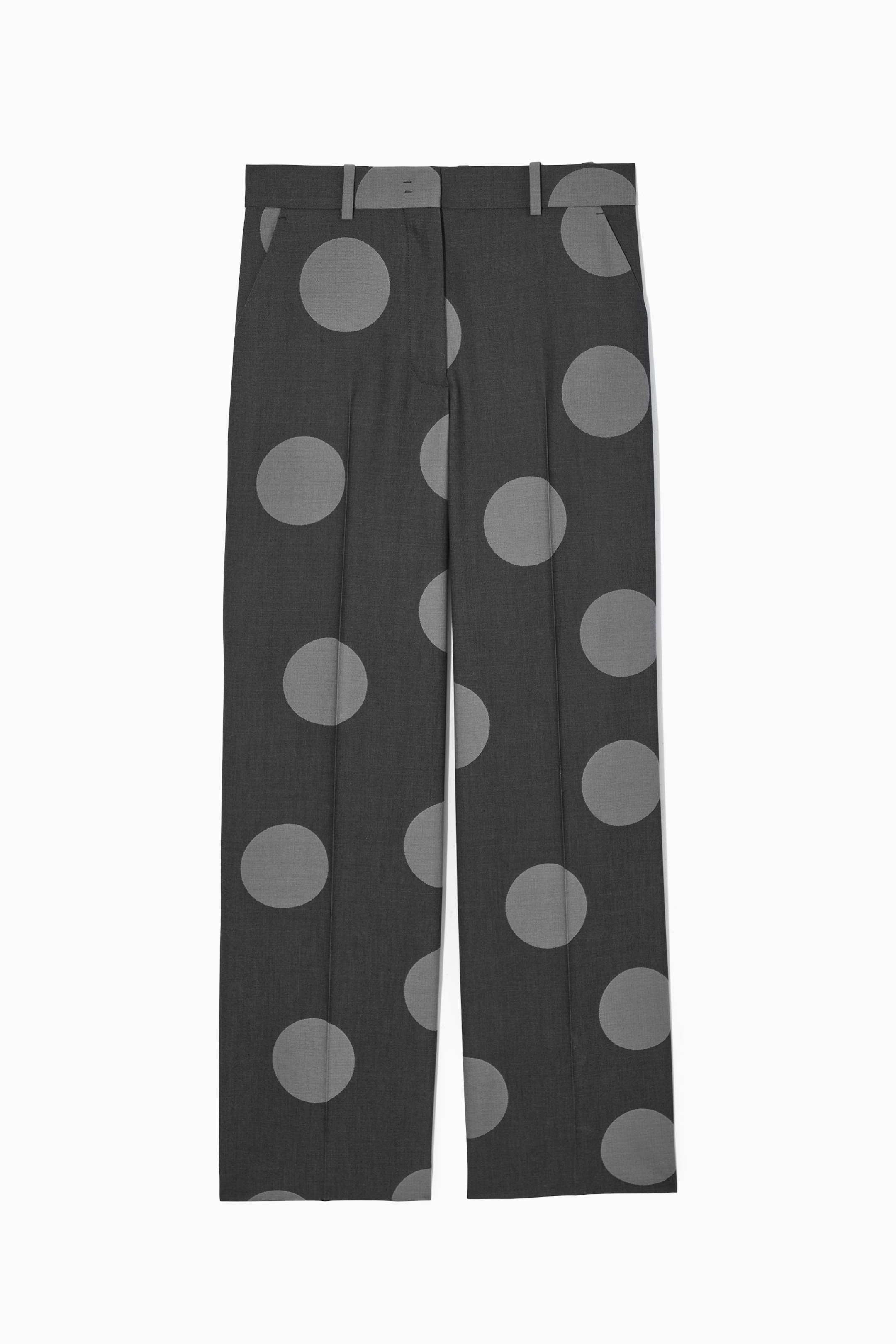 REGULAR POLKA-DOT STRAIGHT-LEG WOOL TROUSERS