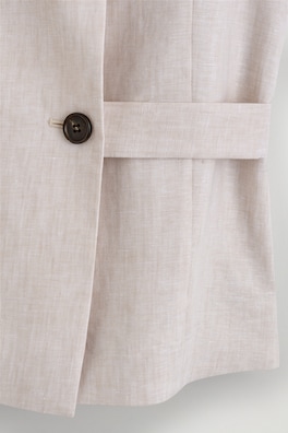 SHAWL-COLLAR BELTED LINEN WAISTCOAT — LIGHT-BEIGE MÉLANGE 6