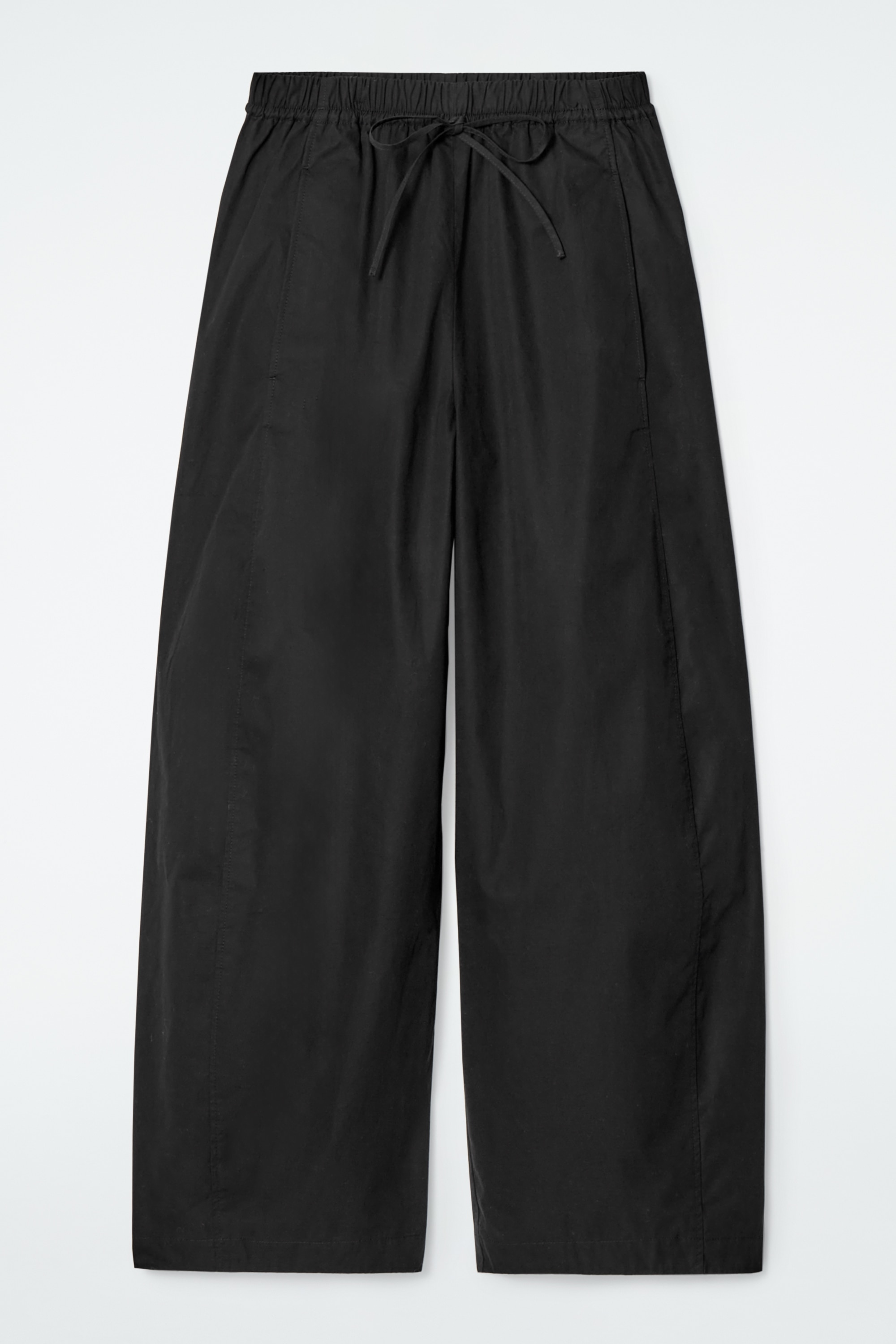 ELASTICATED BARREL-LEG TROUSERS - BLACK/WHITE/DARK RED