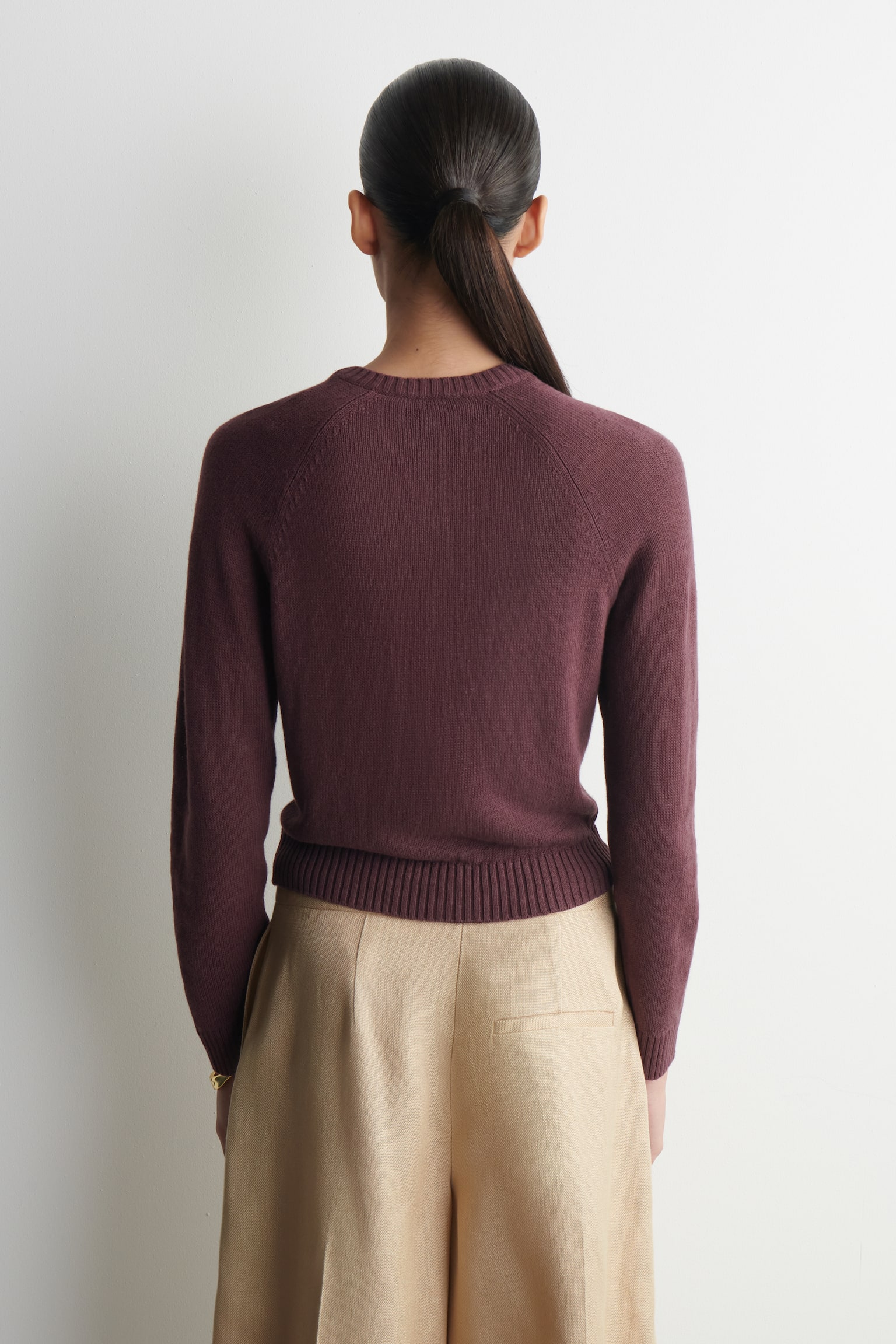 PLETENÝ LENOVÝ KARDIGAN - BURGUNDY/KOBALTOVĚ MODRÁ - 4