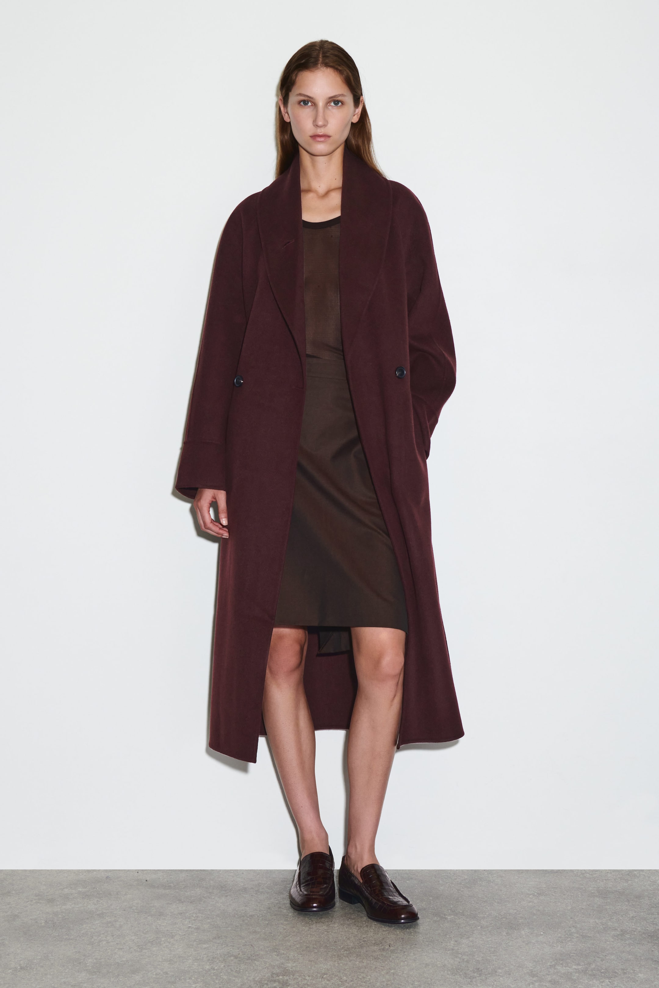 BELTED DOUBLE-FACED WOOL COAT