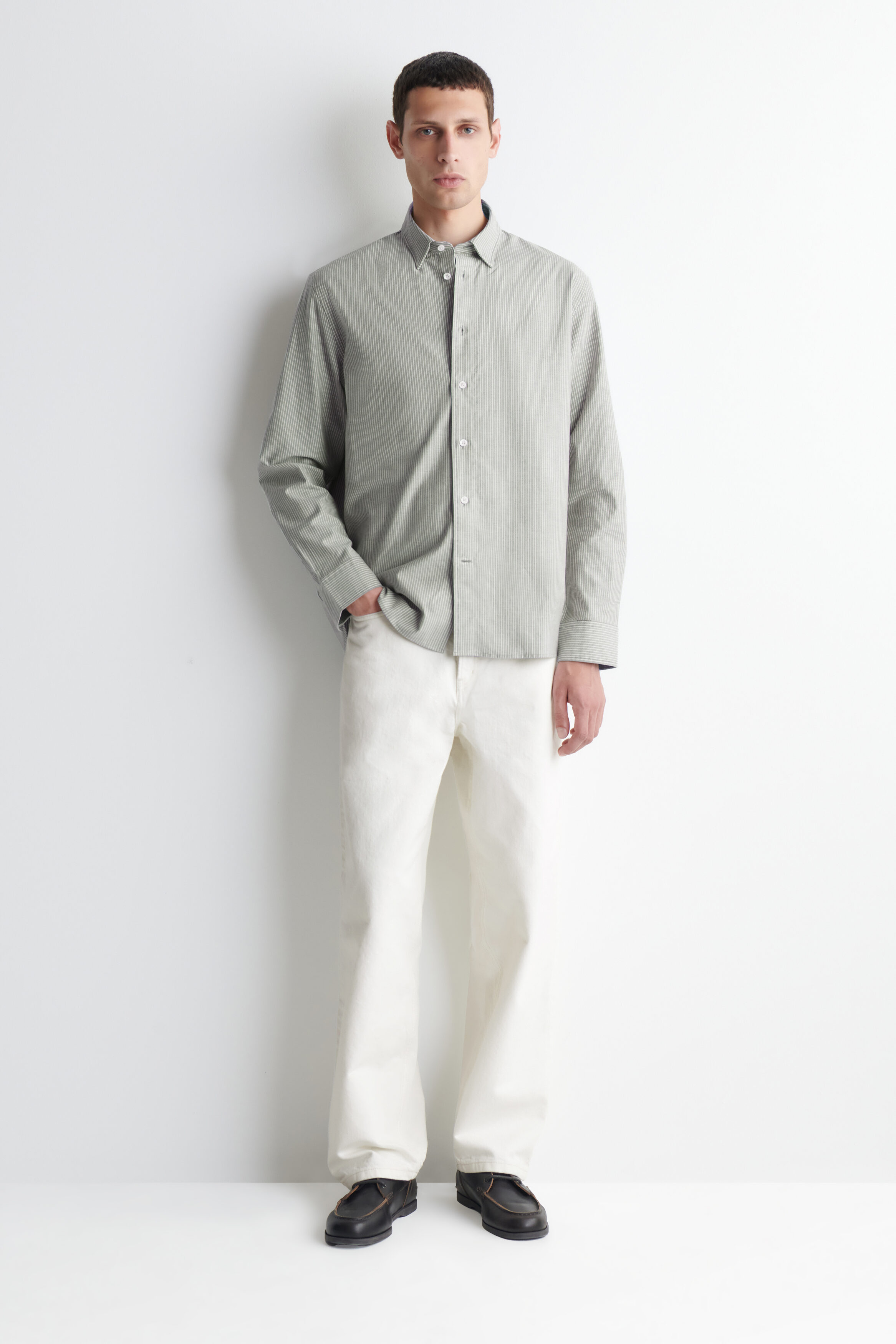 COTTON OXFORD SHIRT - GREEN / WHITE / STRIPED | COS US