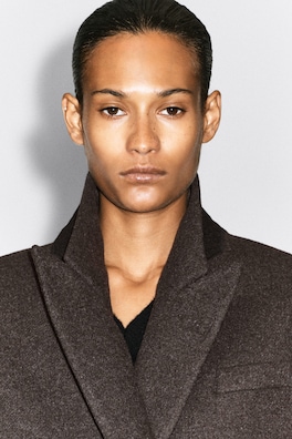 OVERSIZED CROPPED BOILED WOOL-BLEND BLAZER — CAMEL MÉLANGE 6