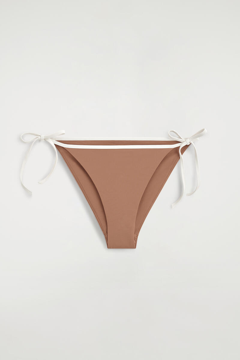 COS Contrast-Trimmed Tie-Side Bikini Briefs Brown Women's Size 44