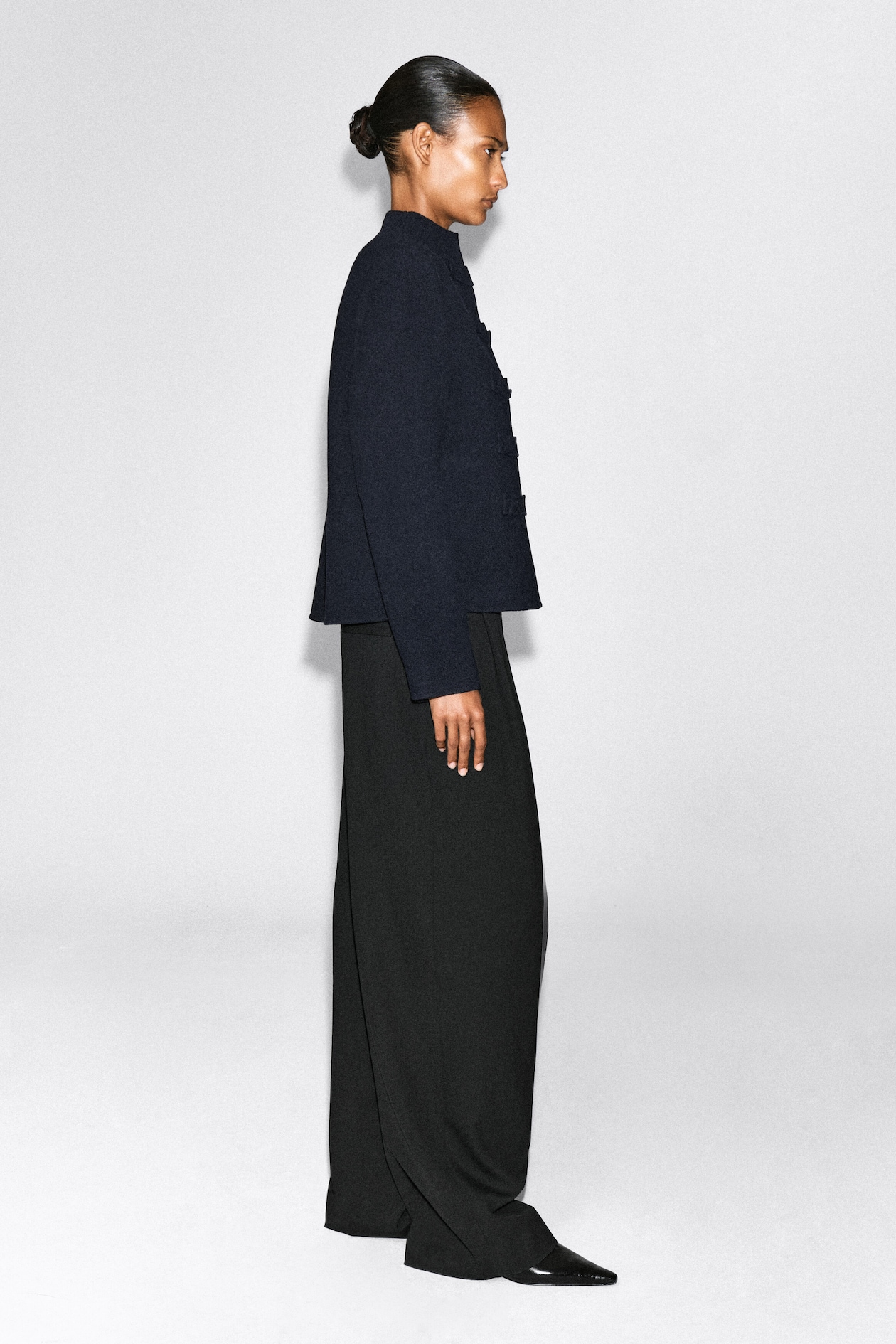 DOUBLE-FACED WOOL UNIFORM JACKET — NAVY