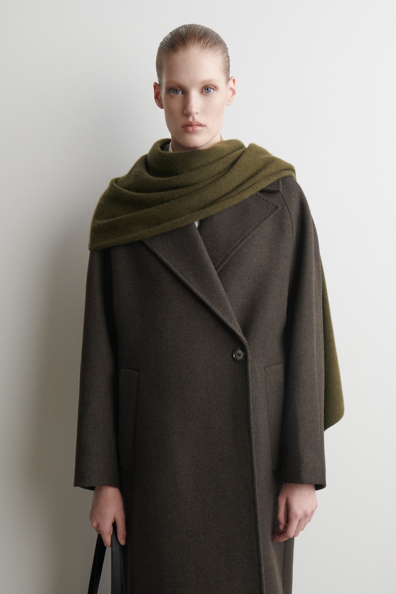 CASHMERE SCARF - OLIVE GREEN/DARK GREY/BLACK - 7