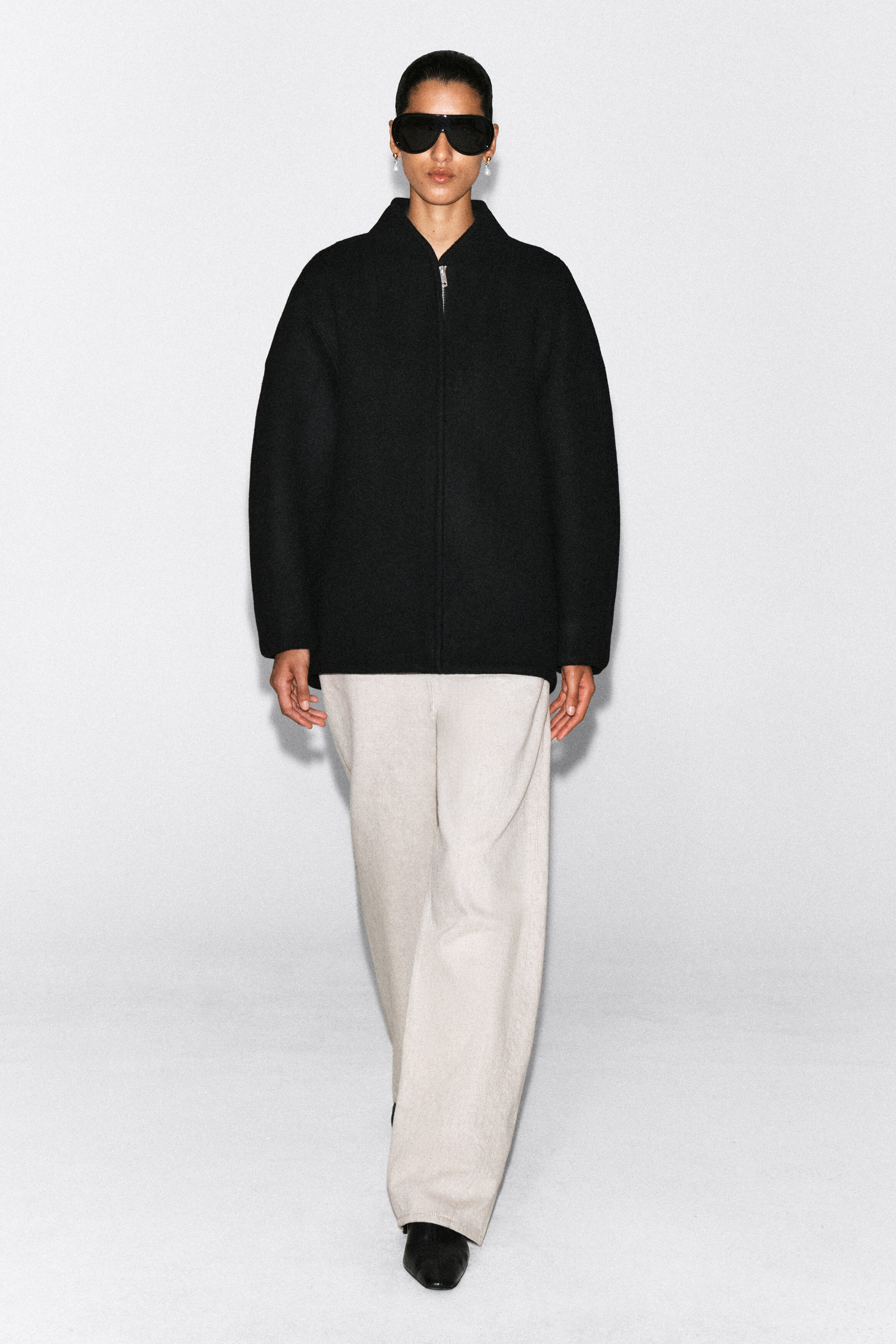 SCULPTED WOOL-BLEND ZIP-UP JACKET - BLACK | COS US