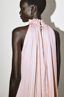 CRINKLED-SATIN MIDI DRESS — LIGHT PINK 4
