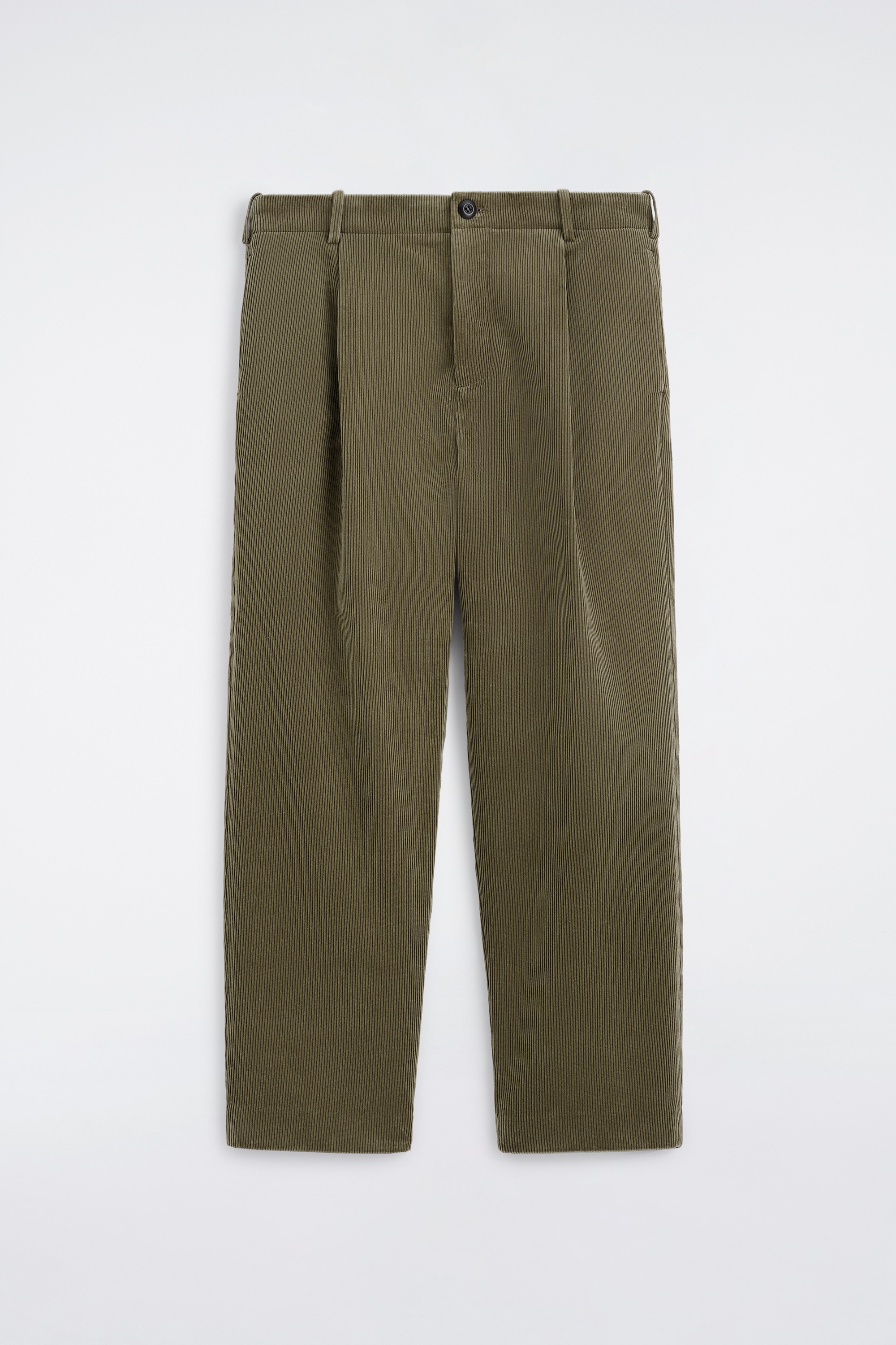 LOCKERE CORDHOSE MIT GERADEM BEIN UND FALTEN - DUNKLES KHAKI/NAVYBLAU