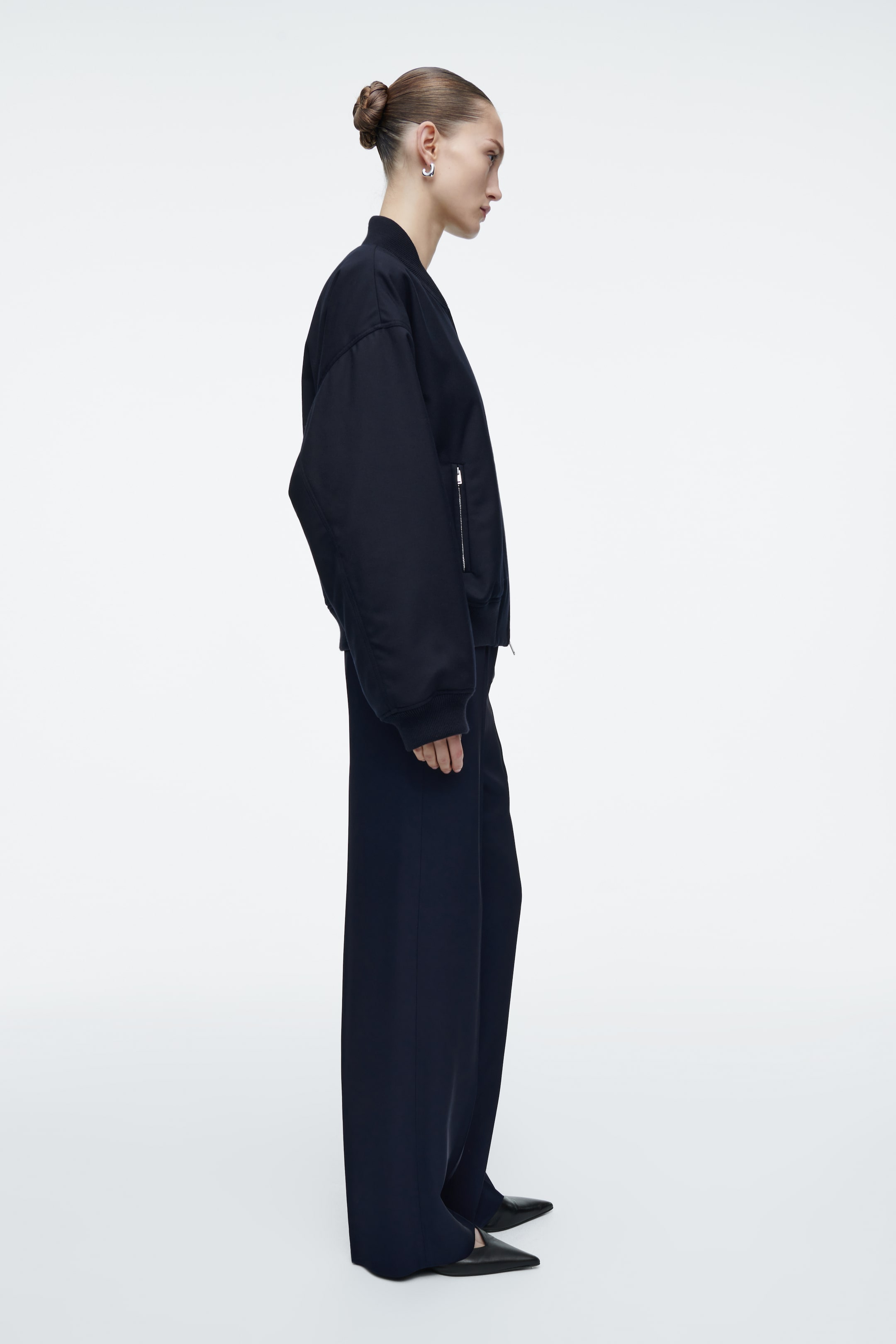 Agrandir l'image: VESTE BOMBER OVERSIZE EN LAINE - BLEU MARINE - FEMME | H&M FR 3