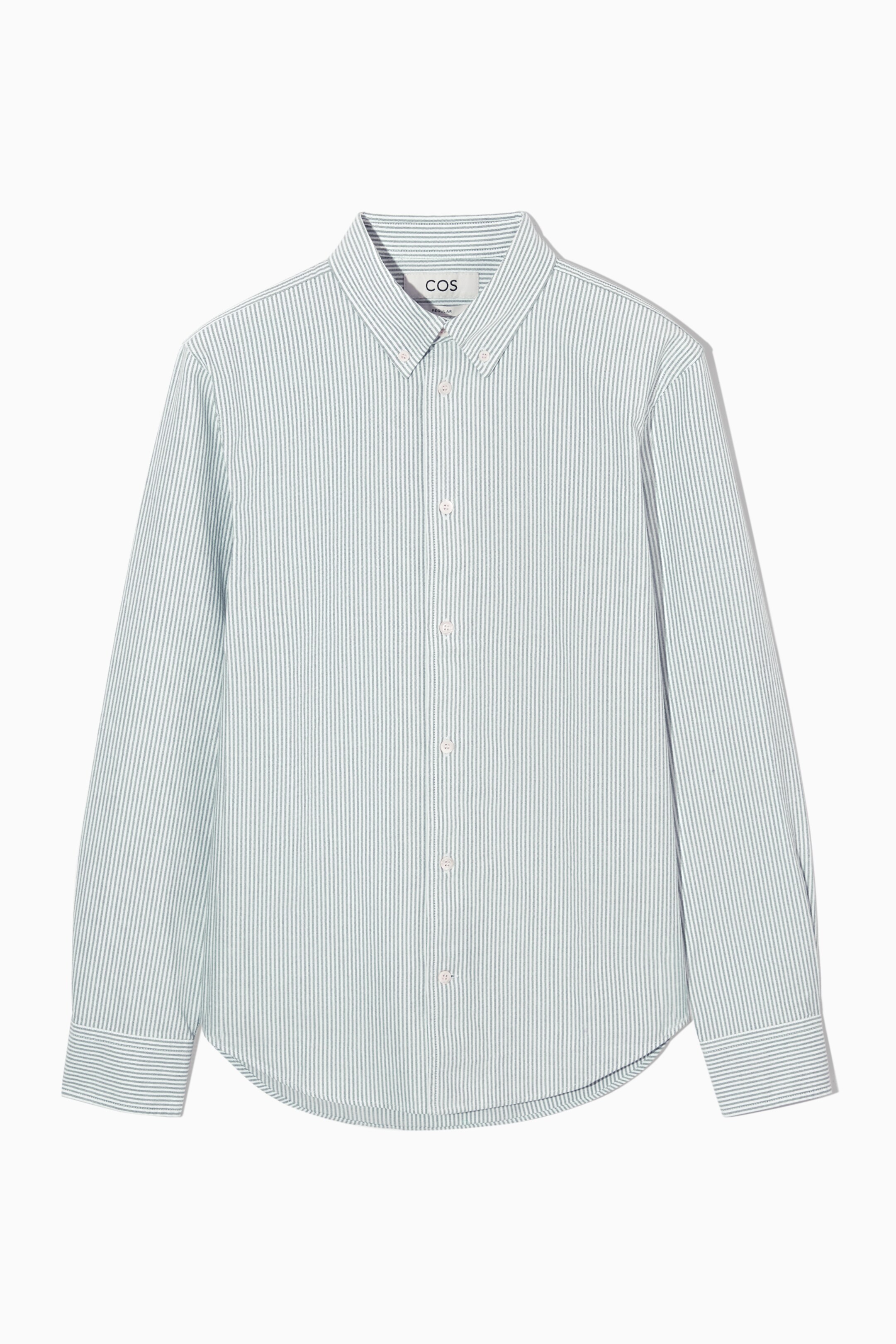 View larger image: BUTTON-DOWN COLLAR COTTON OXFORD SHIRT - GREEN / WHITE / STRIPED - Men | H&M GB 1