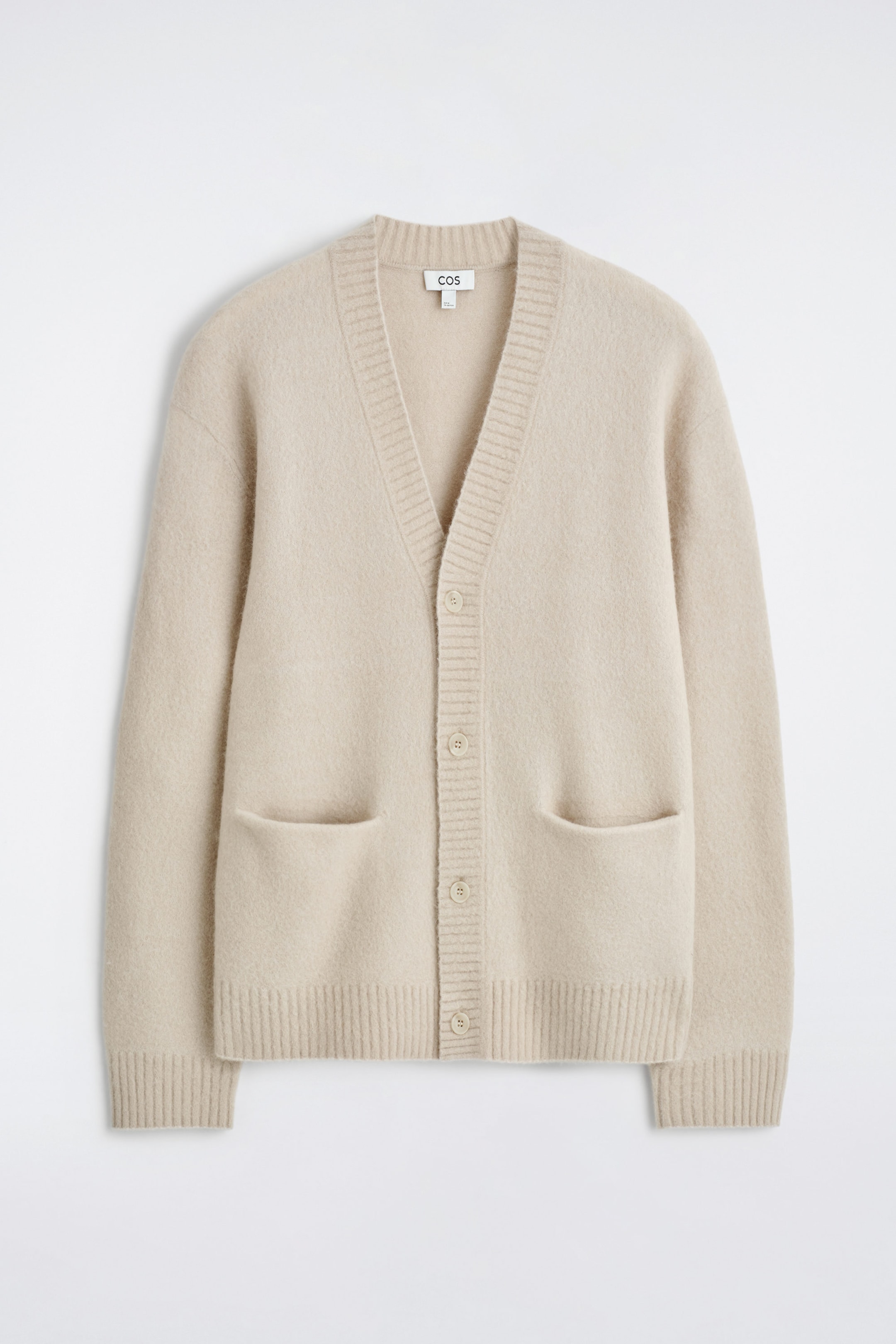 BRUSHED-WOOL V-NECK CARDIGAN