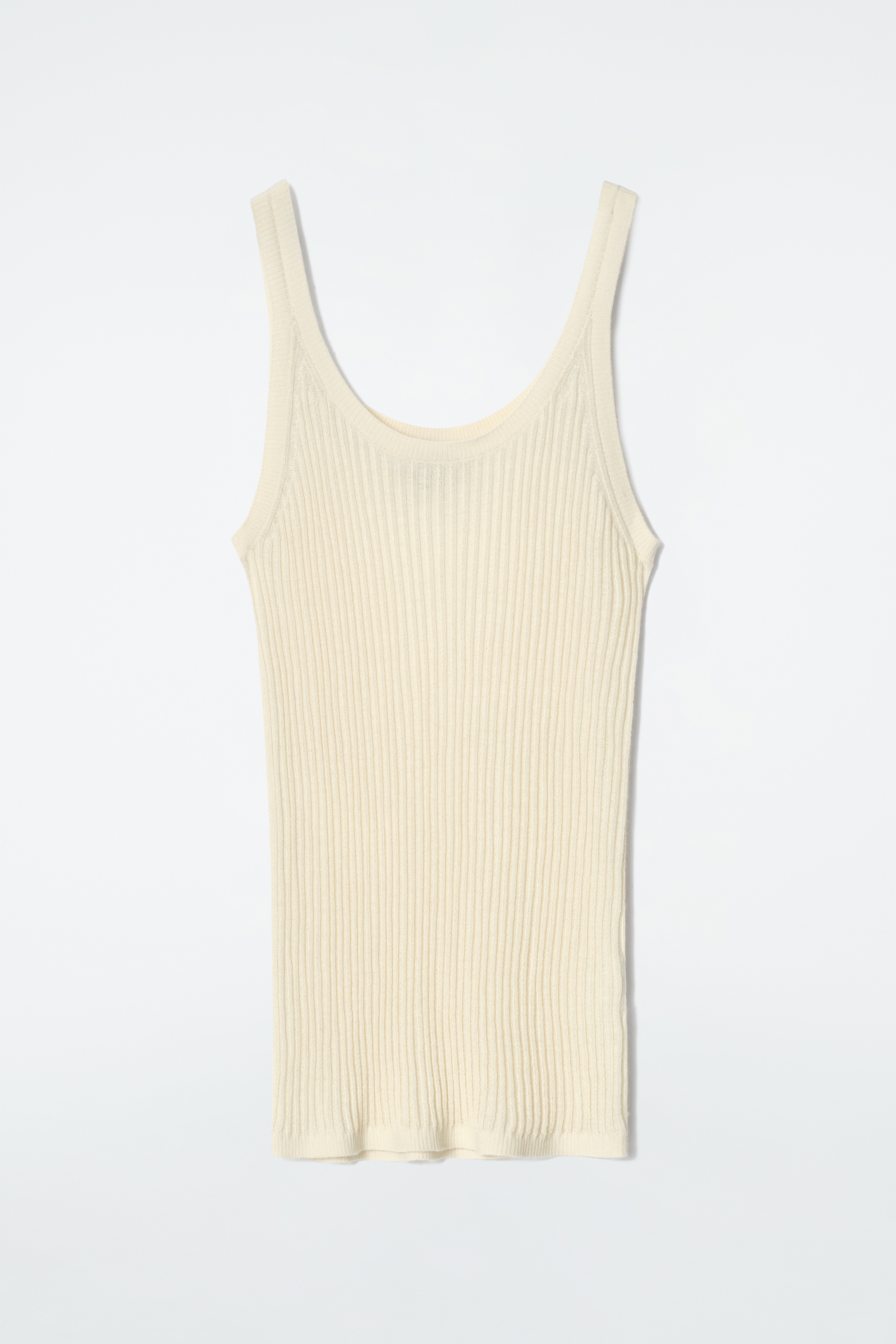 Top de Alças Canelado em Caxemira-Seda - Buttermilk