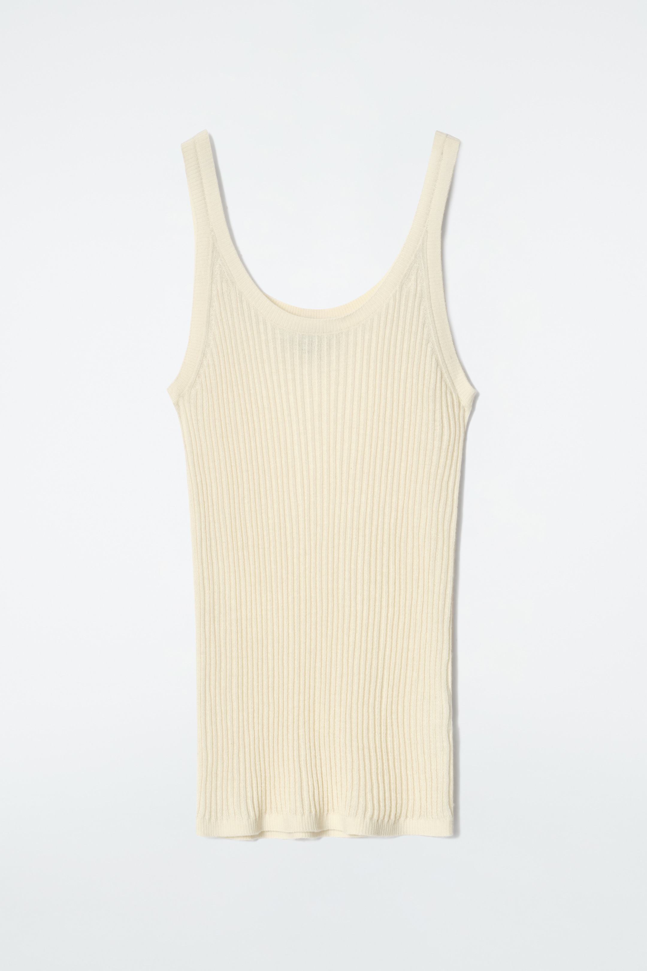 Grotere afbeelding bekijken: GERIBDE KASJMIR-ZIJDE TANKTOP - BOTERMELK - DAMES | H&M BE 5