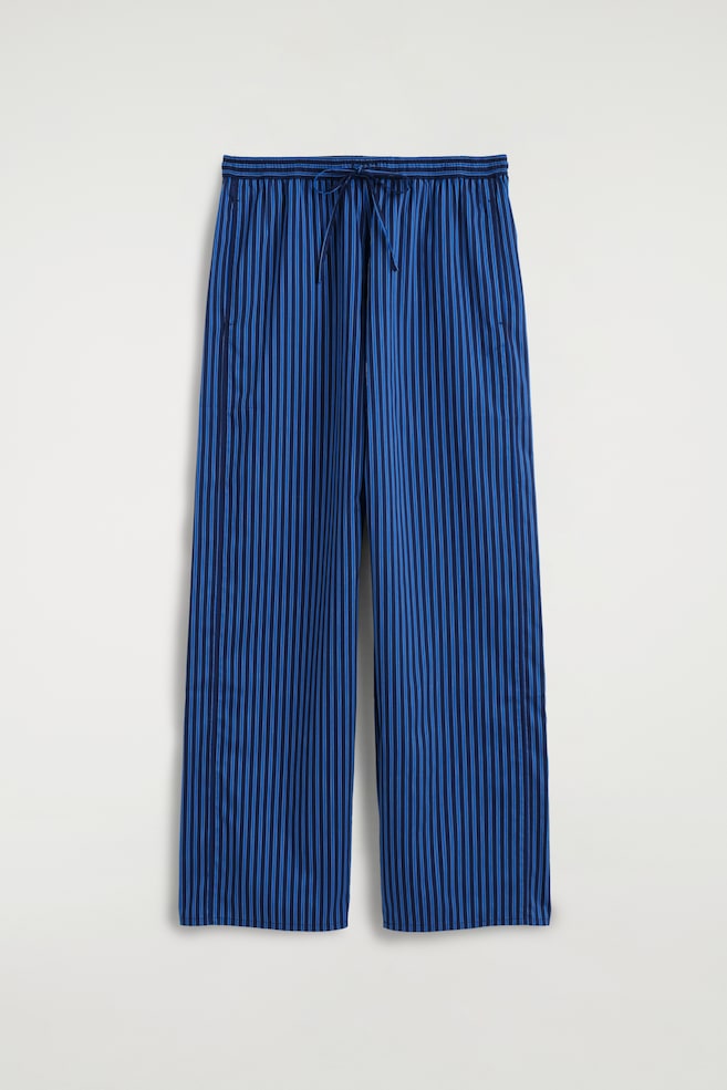 PIPED STRIPED DRAWSTRING TROUSERS - BLUE / STRIPED - 1