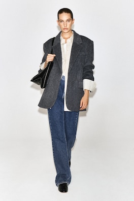 BRUSHED-WOOL BLAZER — CHARCOAL MÉLANGE 1