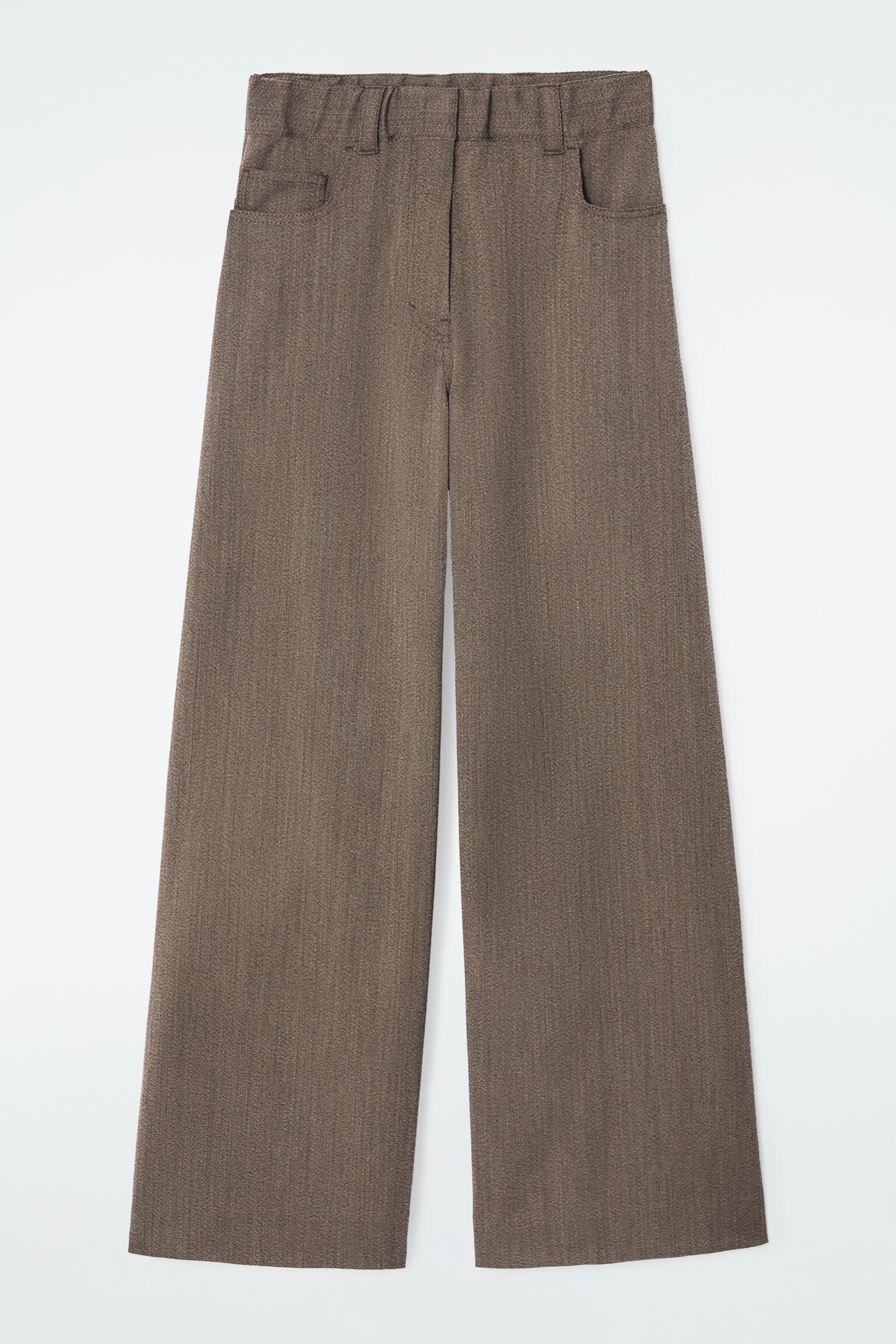 PANTALON REGULAR LARGE EN LAINE MÉLANGÉE - BRUN/BRUN CHINÉ