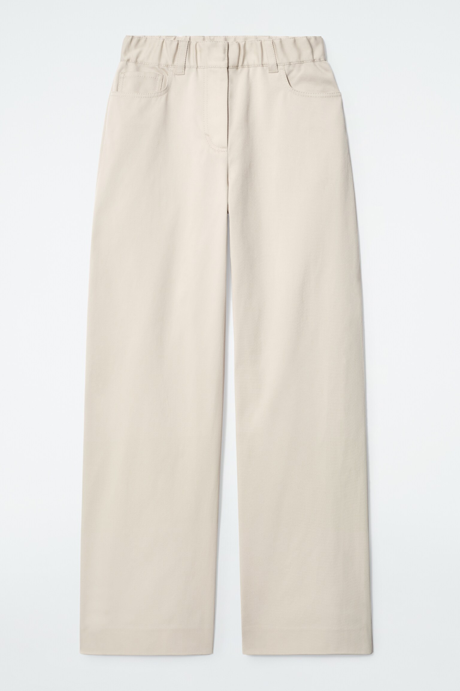 PANTALON LARGE EN COTON - BEIGE CLAIR/NOIR - 2