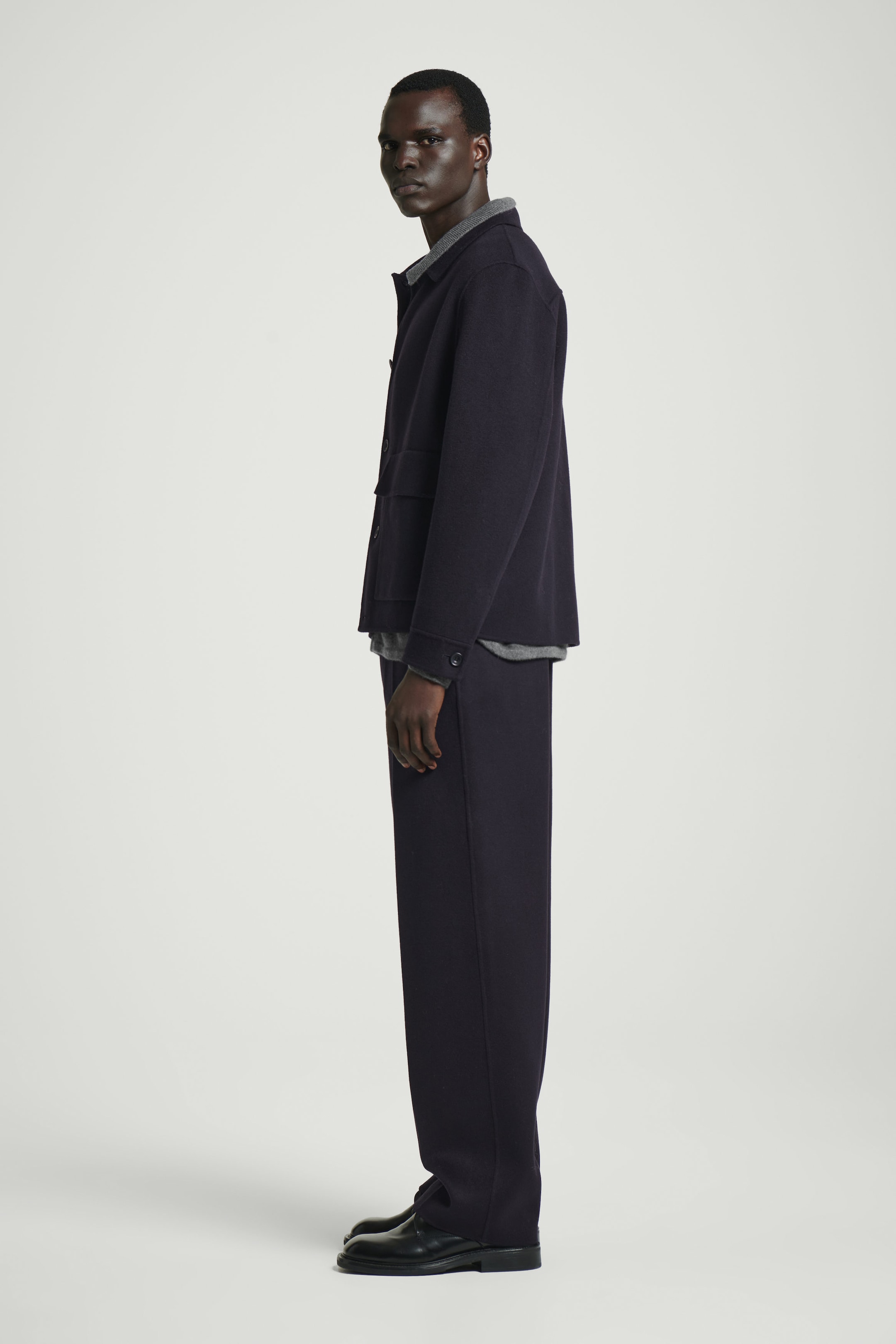 RELAXED DOUBLE-FACED WOOL TROUSERS