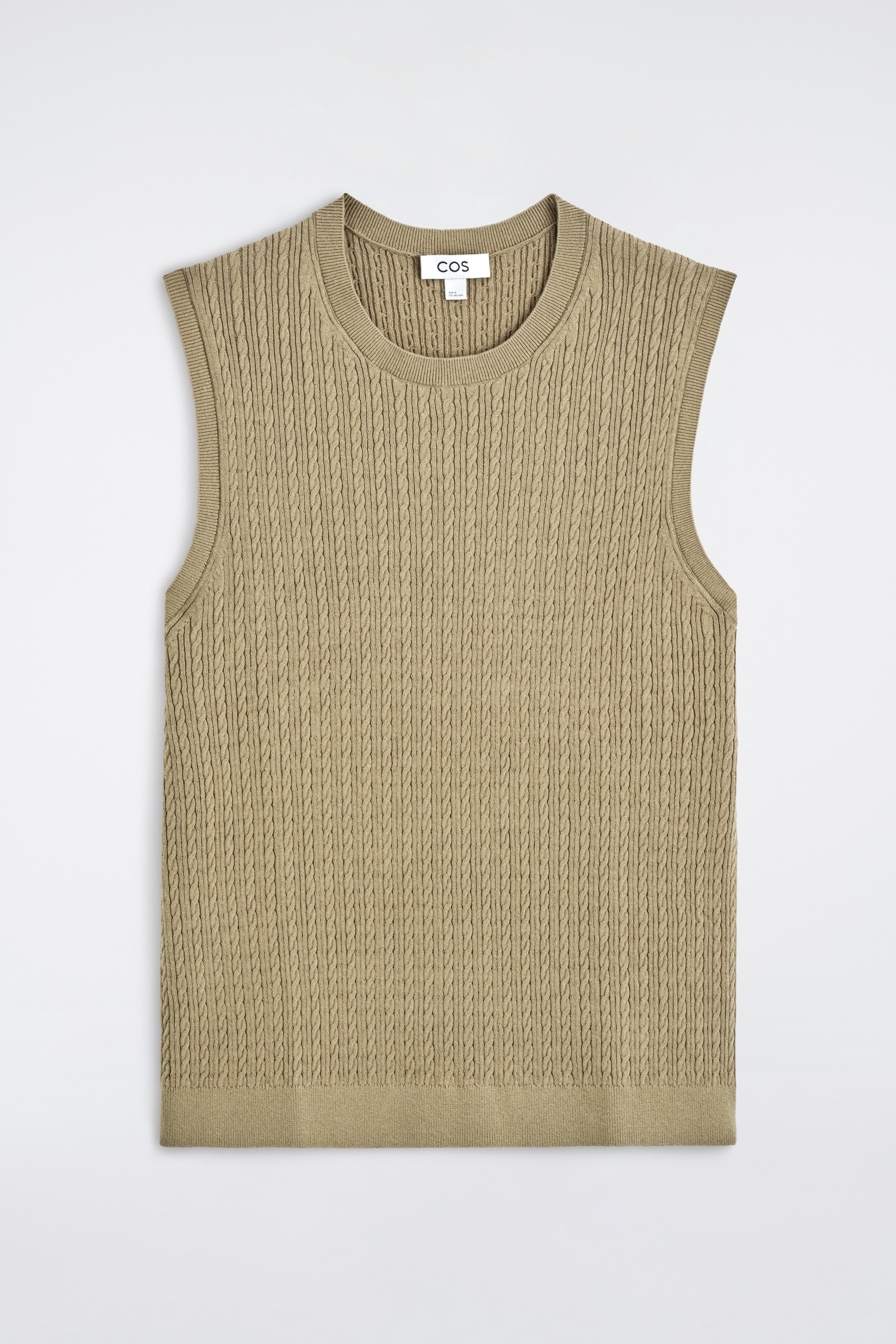 DÉBARDEUR EN MAILLE TORSADÉE DE COTON ET LIN - SABLE/BLANC