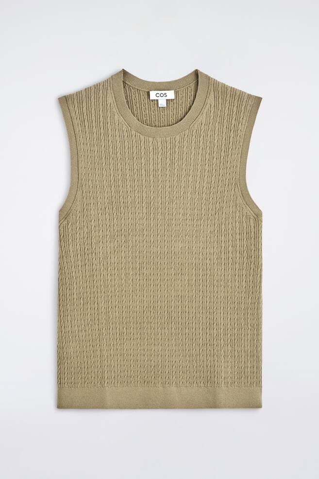 CABLE-KNIT COTTON-LINEN TANK TOP - BEIGE - 1