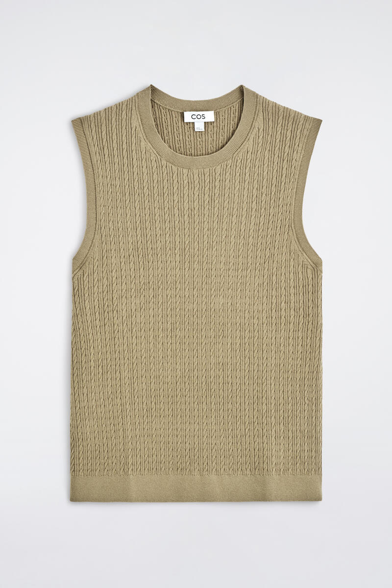 Cable-Knit Cotton-Linen Tank Top