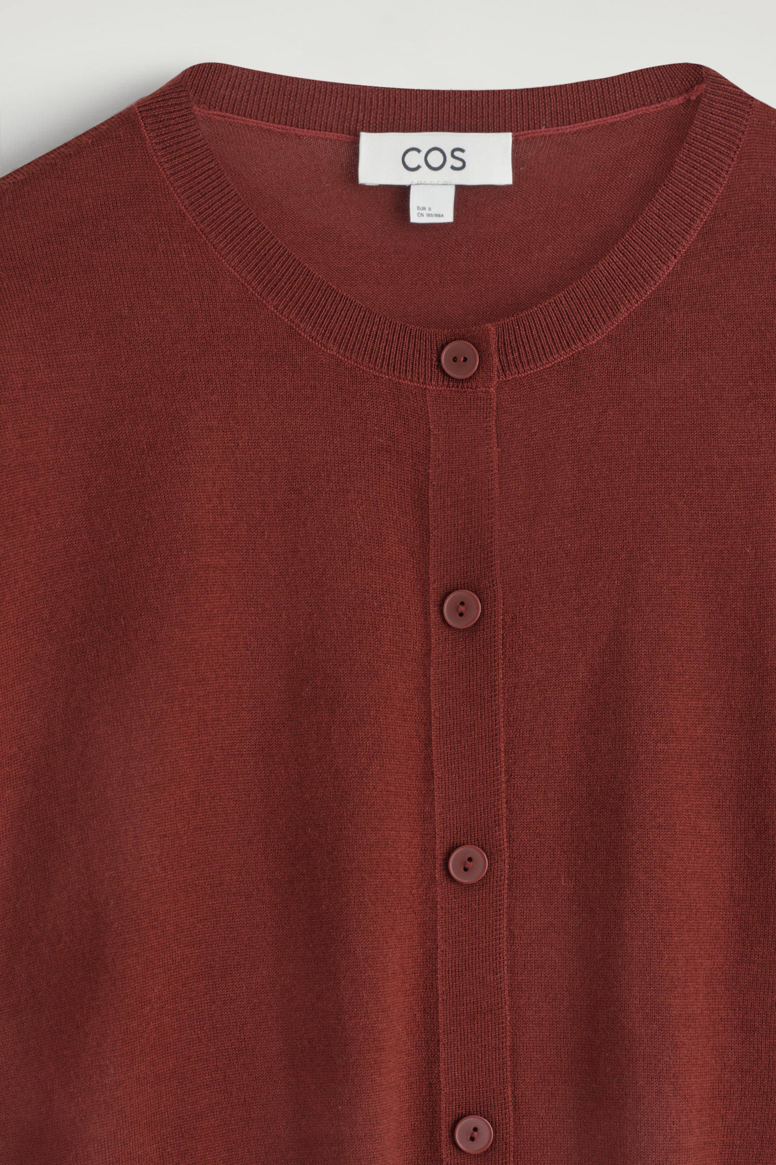 CIRCLE-CUT MERINO WOOL CARDIGAN - RUST BROWN/BLACK/GREY MÉLANGE - 4