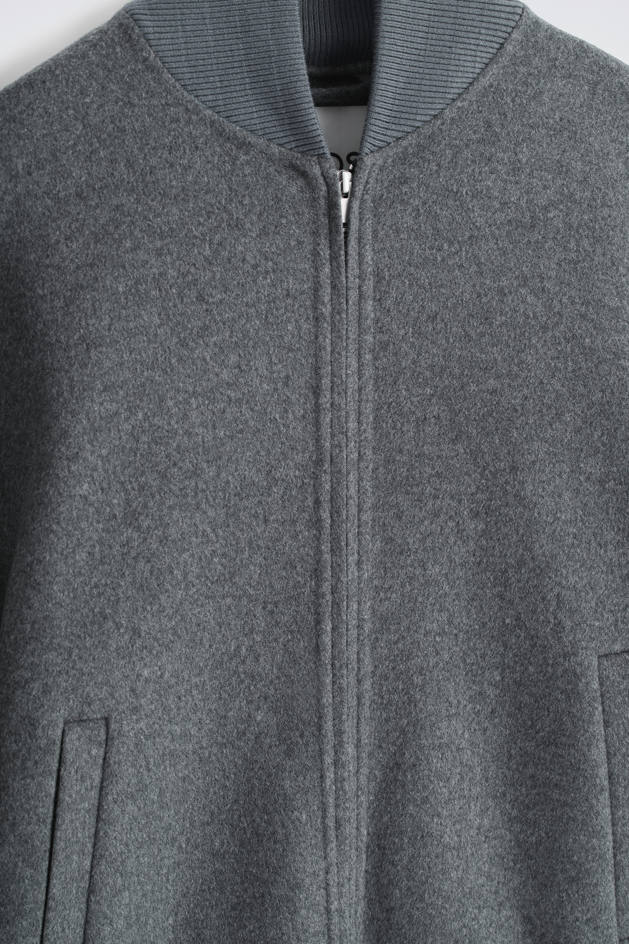 DOUBLE-FACED WOOL BOMBER JACKET - DARK GREY | COS