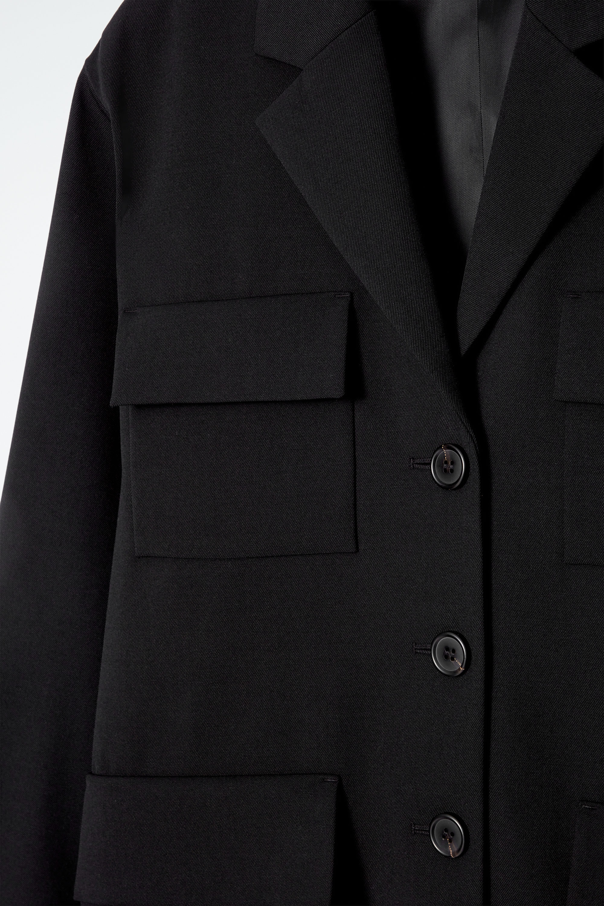 RELAXED SINGLE-BREASTED UTILITY BLAZER - BLACK | COS