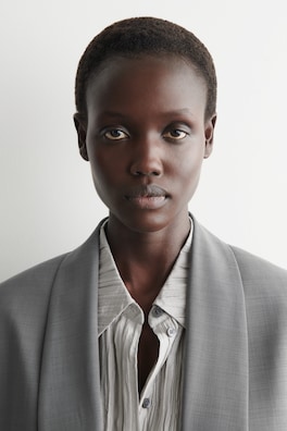 SHAWL-COLLAR WOOL BLAZER — GRAPHITE 5