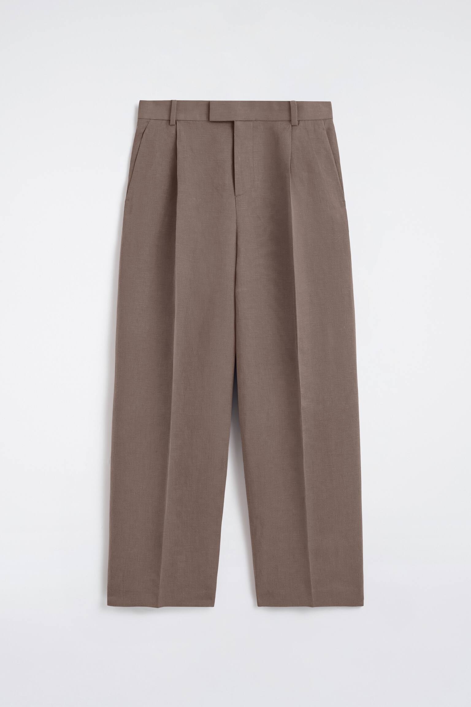 LOCKERE HOSE AUS LEINEN-MIX MIT WEITEM BEIN - BRAUN - 2