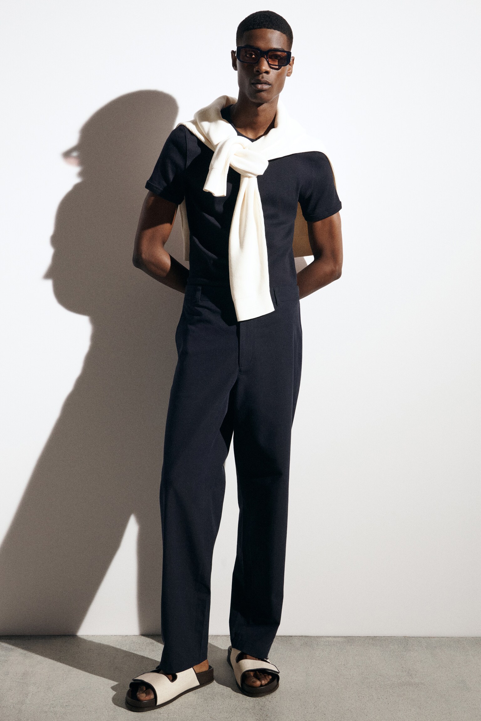 SLIM RIBBED COTTON T-SHIRT - NAVY/WHITE/LIGHT GREY/KHAKI/BLACK/CHARCOAL/DARK MOLE - 5