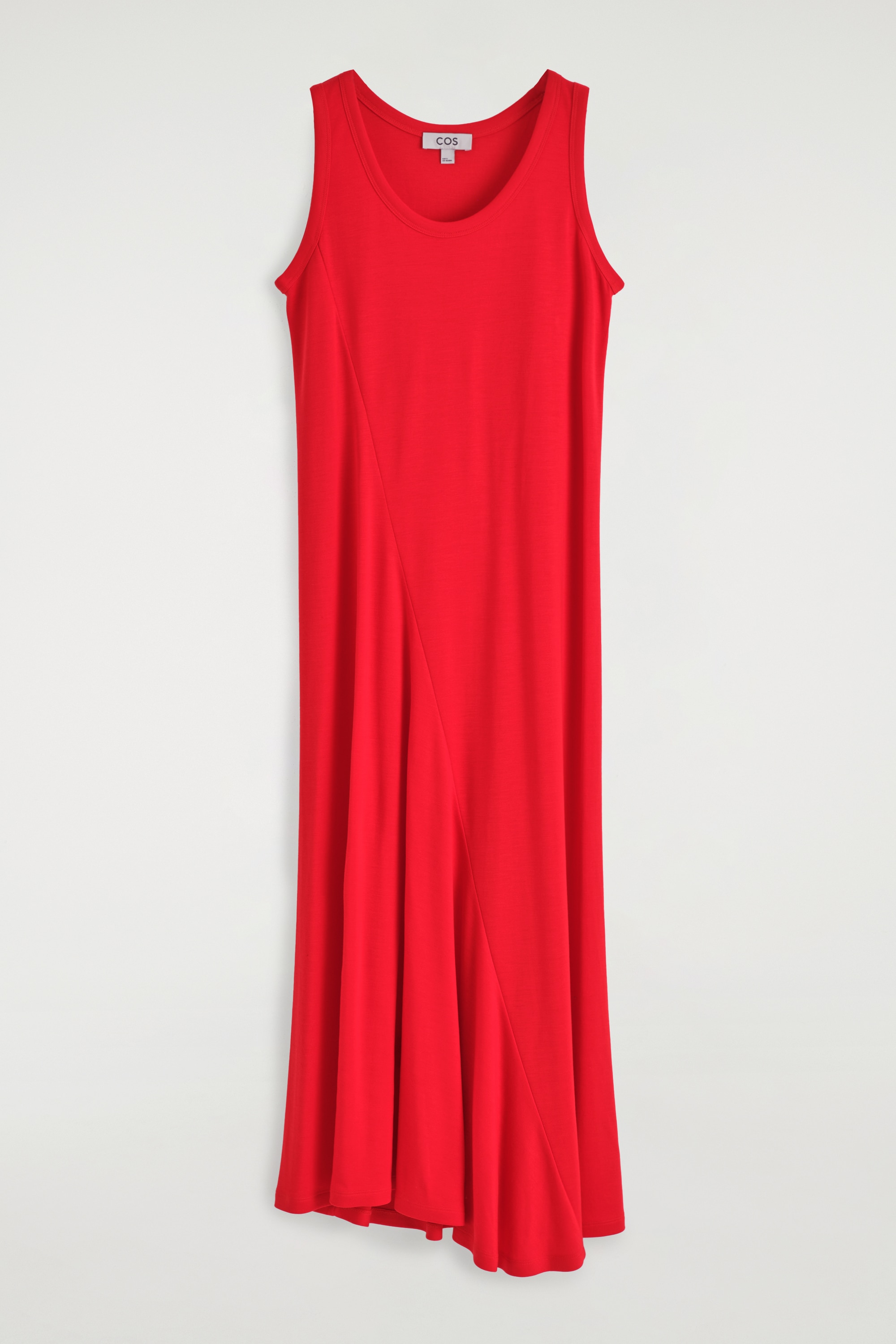 VESTIDO MIDI ELÁSTICO ASIMÉTRICO - ROJO/MARRÓN