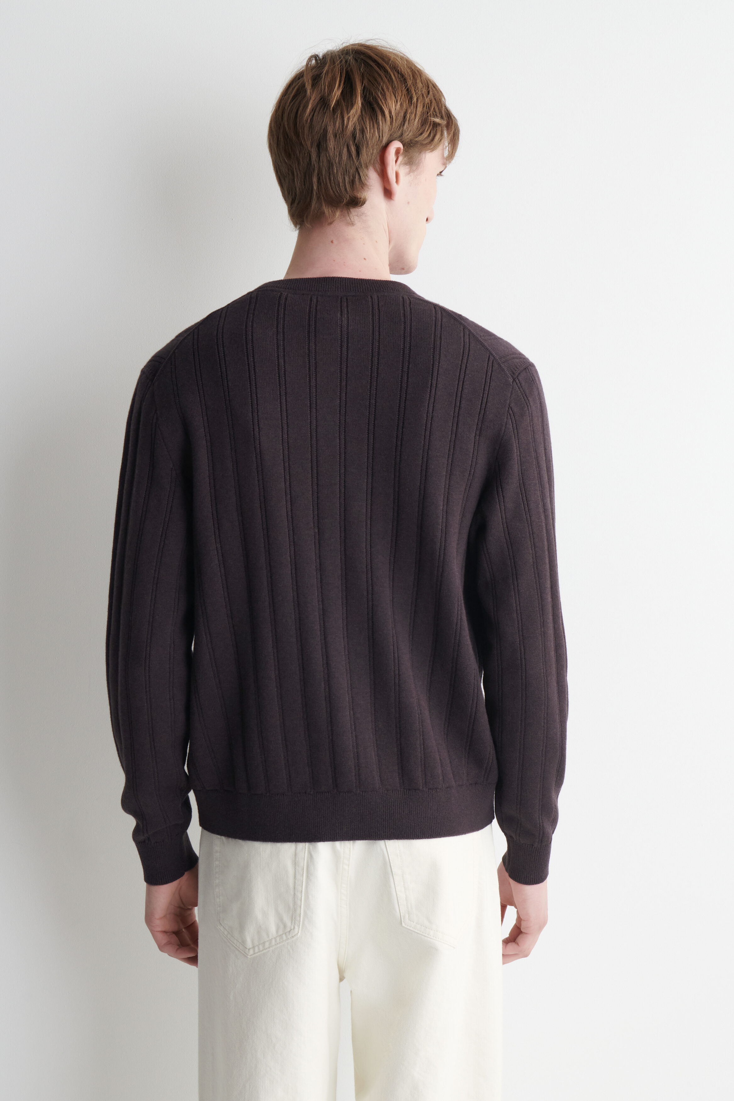 RIBBED WOOL-COTTON CARDIGAN - thumbnail 4