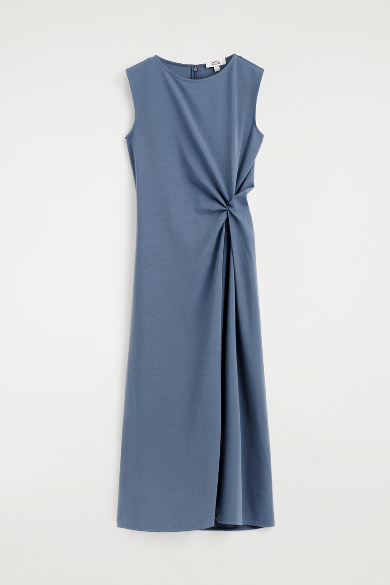 Twist-Detail Jersey Midi Dress