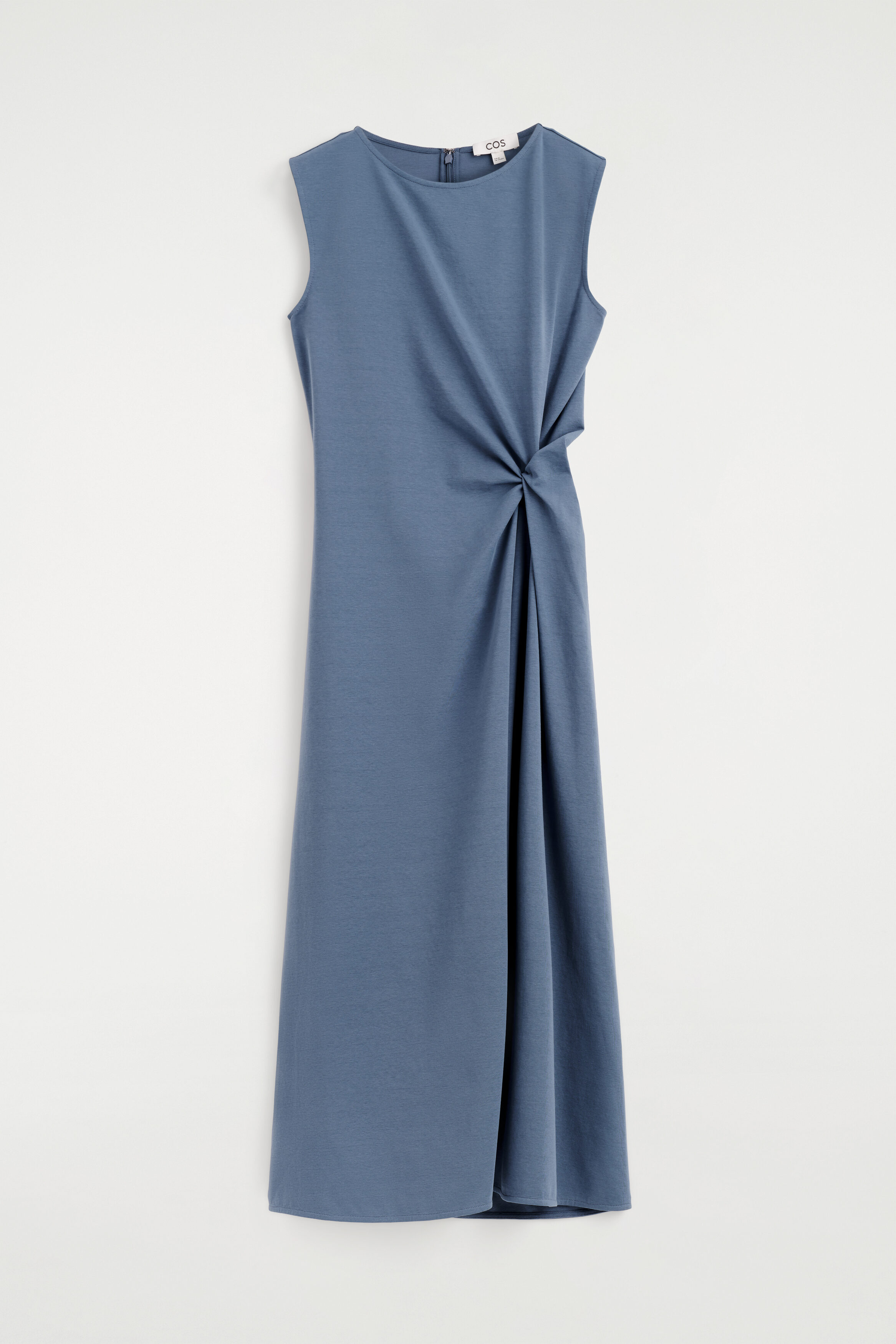 dark blue cocktail dress Chantale blue twist-detail satin midi dress main image 0