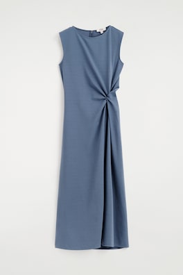 TWIST-DETAIL JERSEY MIDI DRESS — BLUE 7