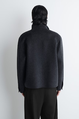 DOUBLE-FACED WOOL MOCK-NECK JACKET — CHARCOAL MÉLANGE 5