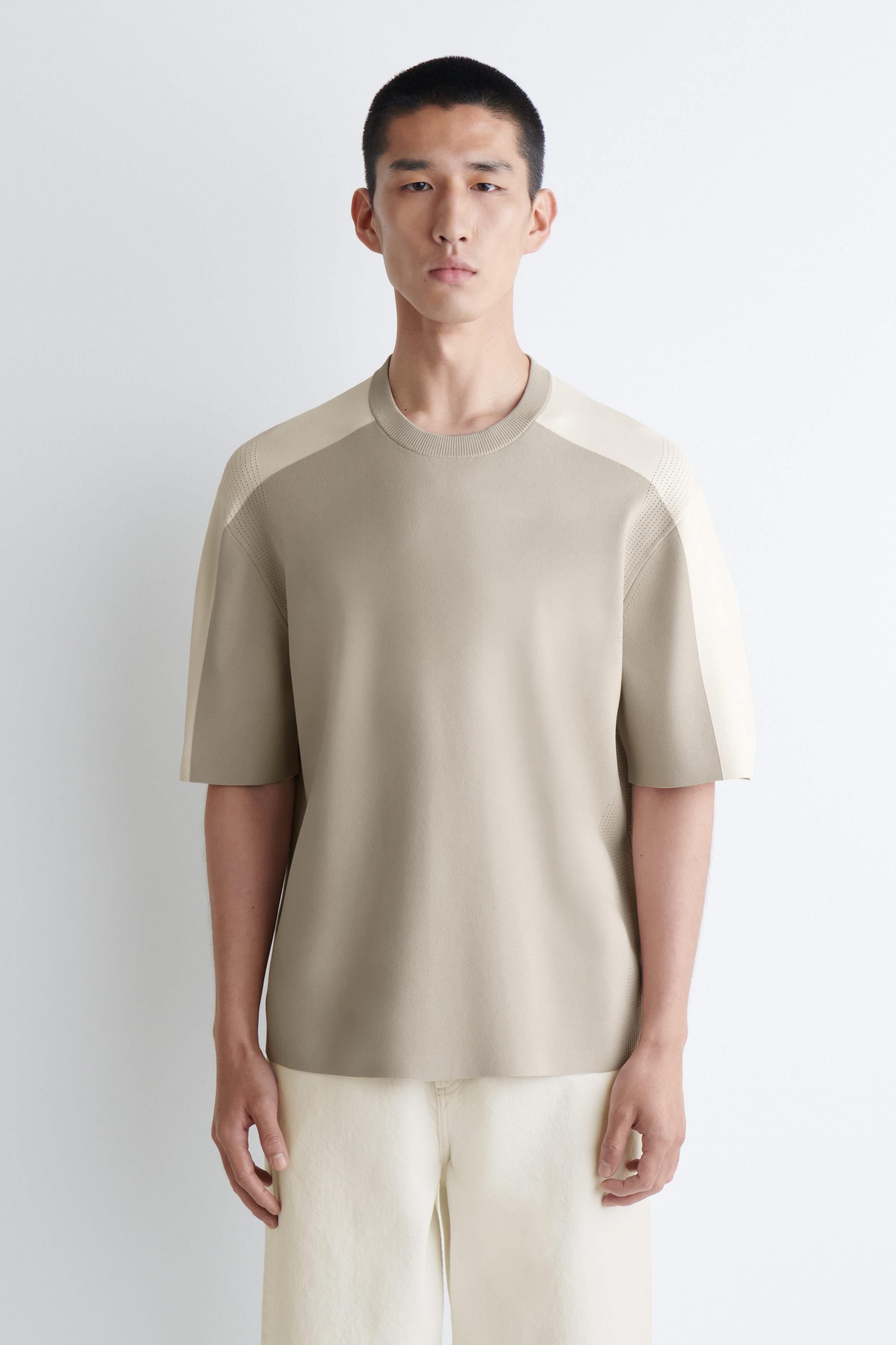 【YOURNUS】Cream Crople Knit T-shirt Lindex juni knit crop top in beige - part of a set | ASOS