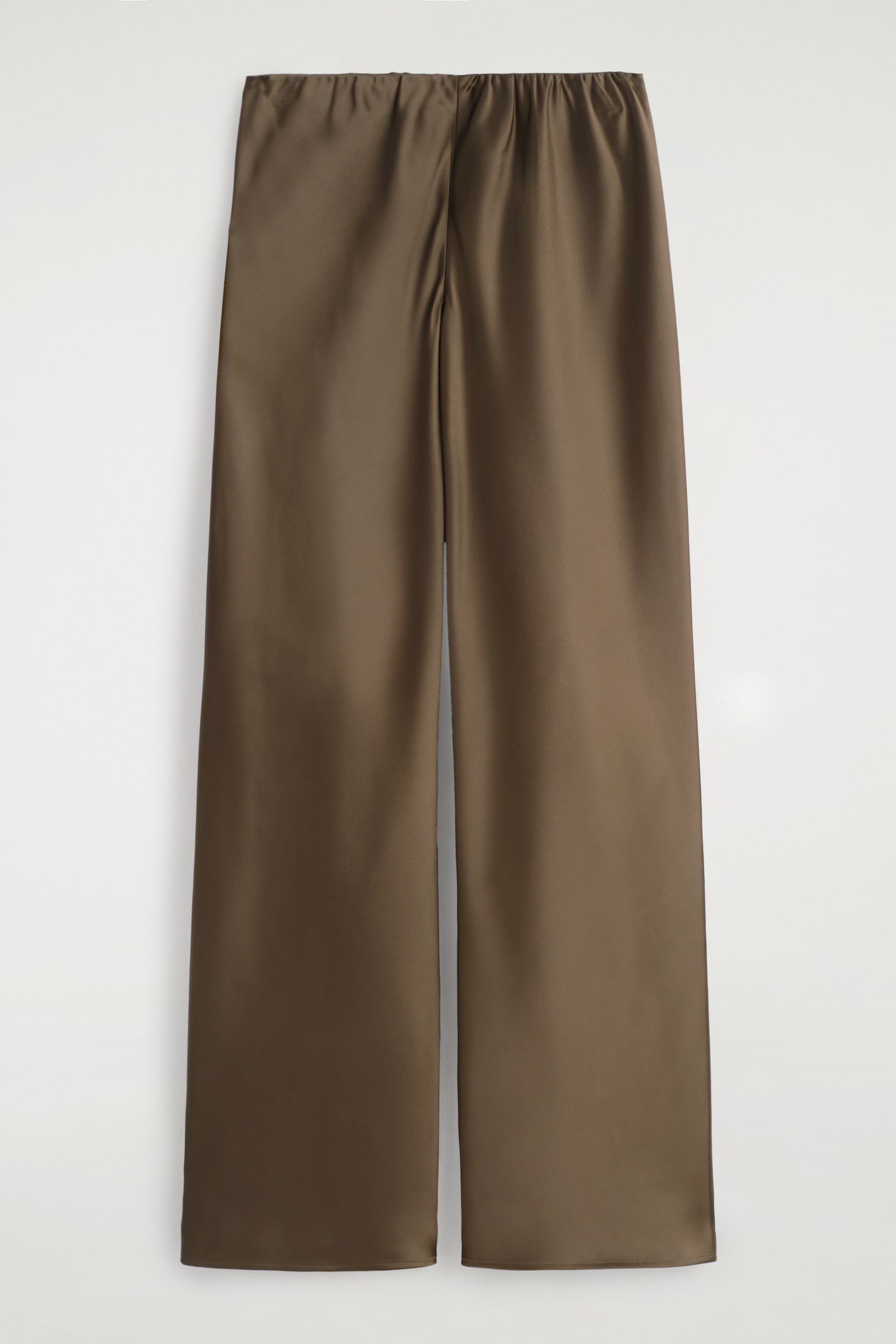 PANTALONI A GAMBA LARGA IN RASO - MARRONE - 2
