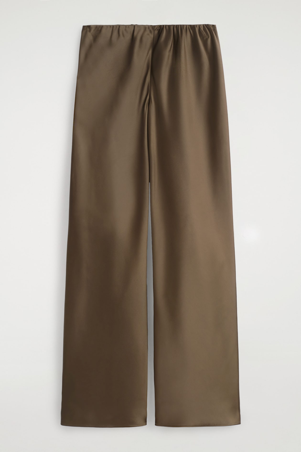 SATIN WIDE-LEG PANTS — BROWN