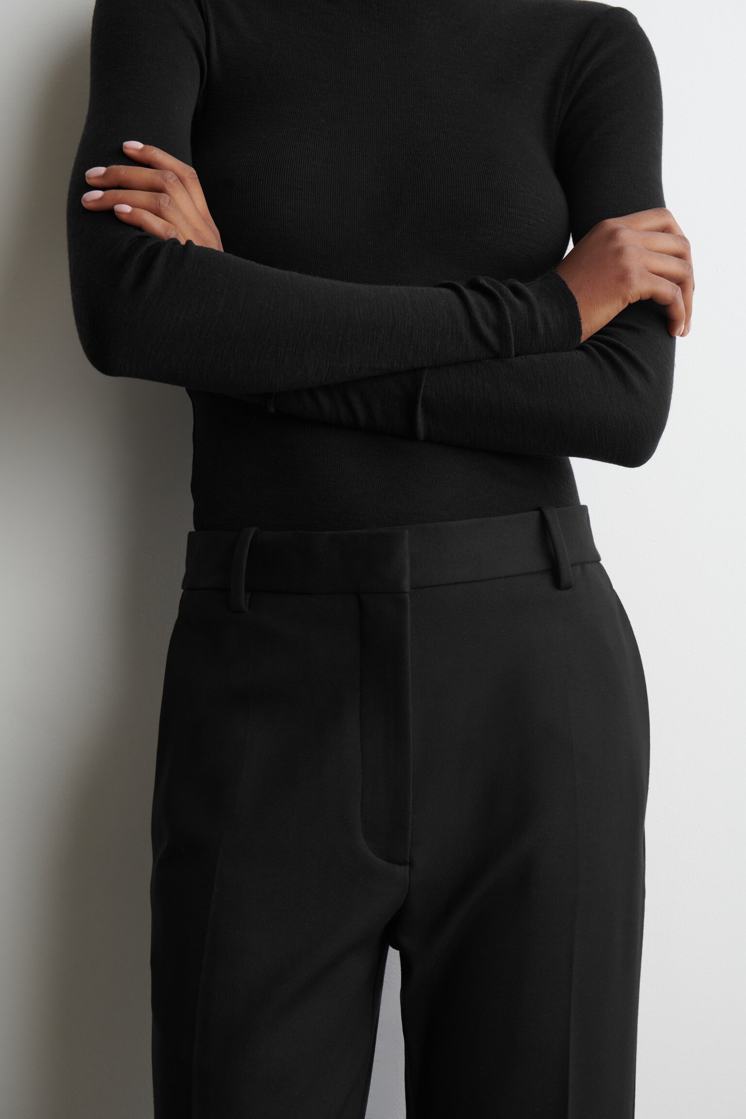 TAILORED STRAIGHT-LEG TROUSERS - NOIR/BORDEAUX - 6