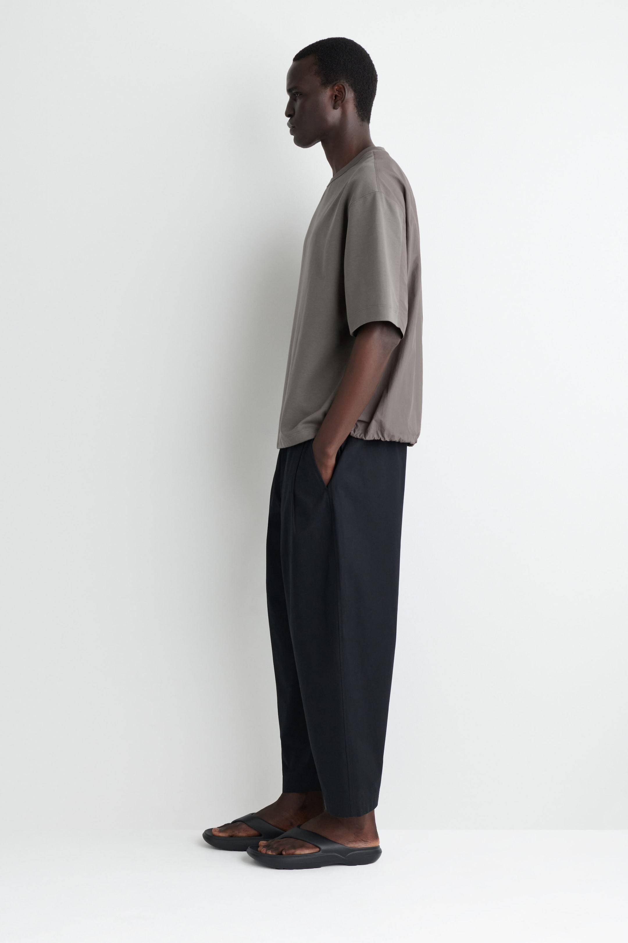 OVERSIZED PANELED DRAWSTRING T-SHIRT