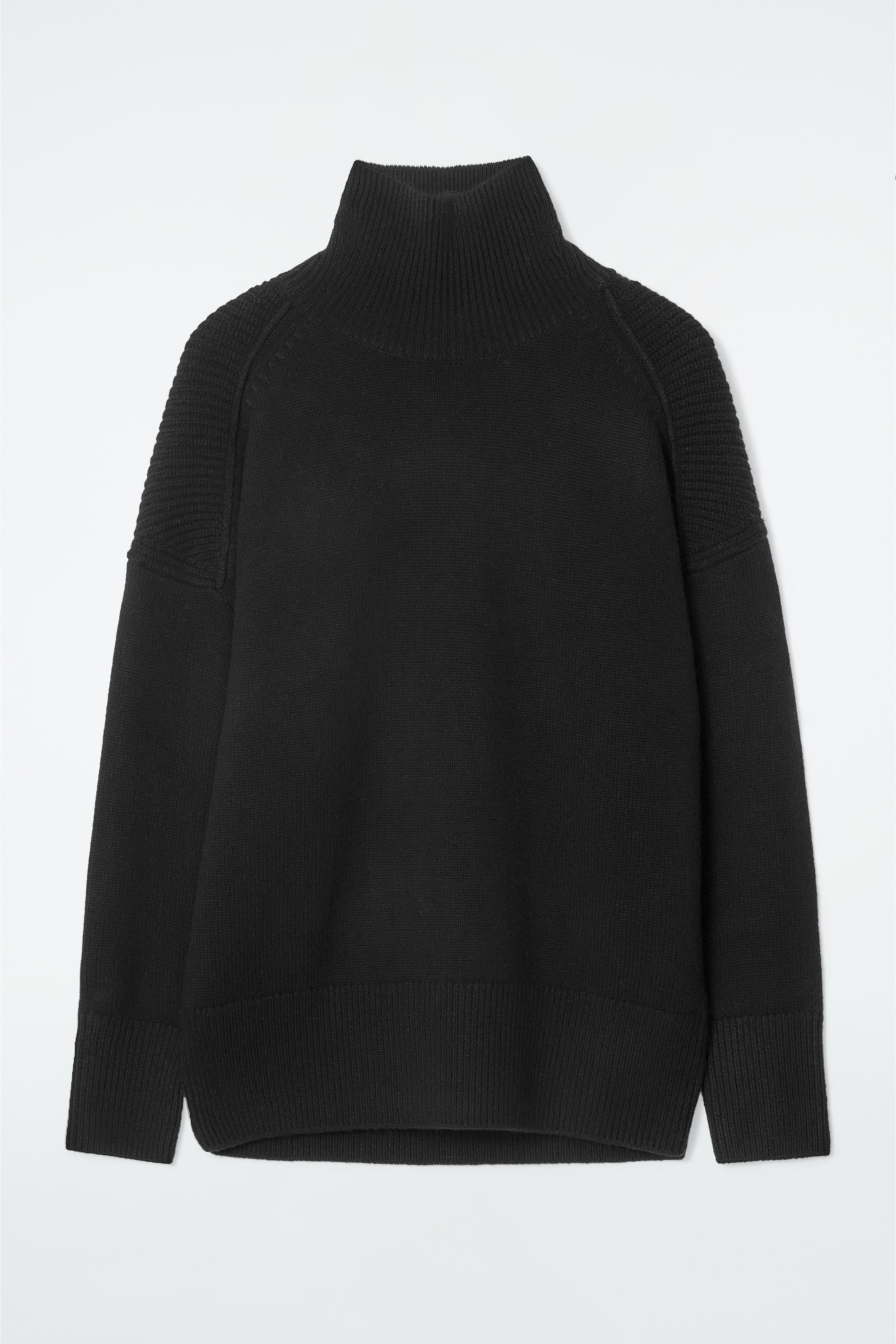 Größeres Bild ansehen: GERIPPTER ROLLKRAGENPULLOVER AUS MERINOWOLLE - SCHWARZ - Ladies | H&M DE 1