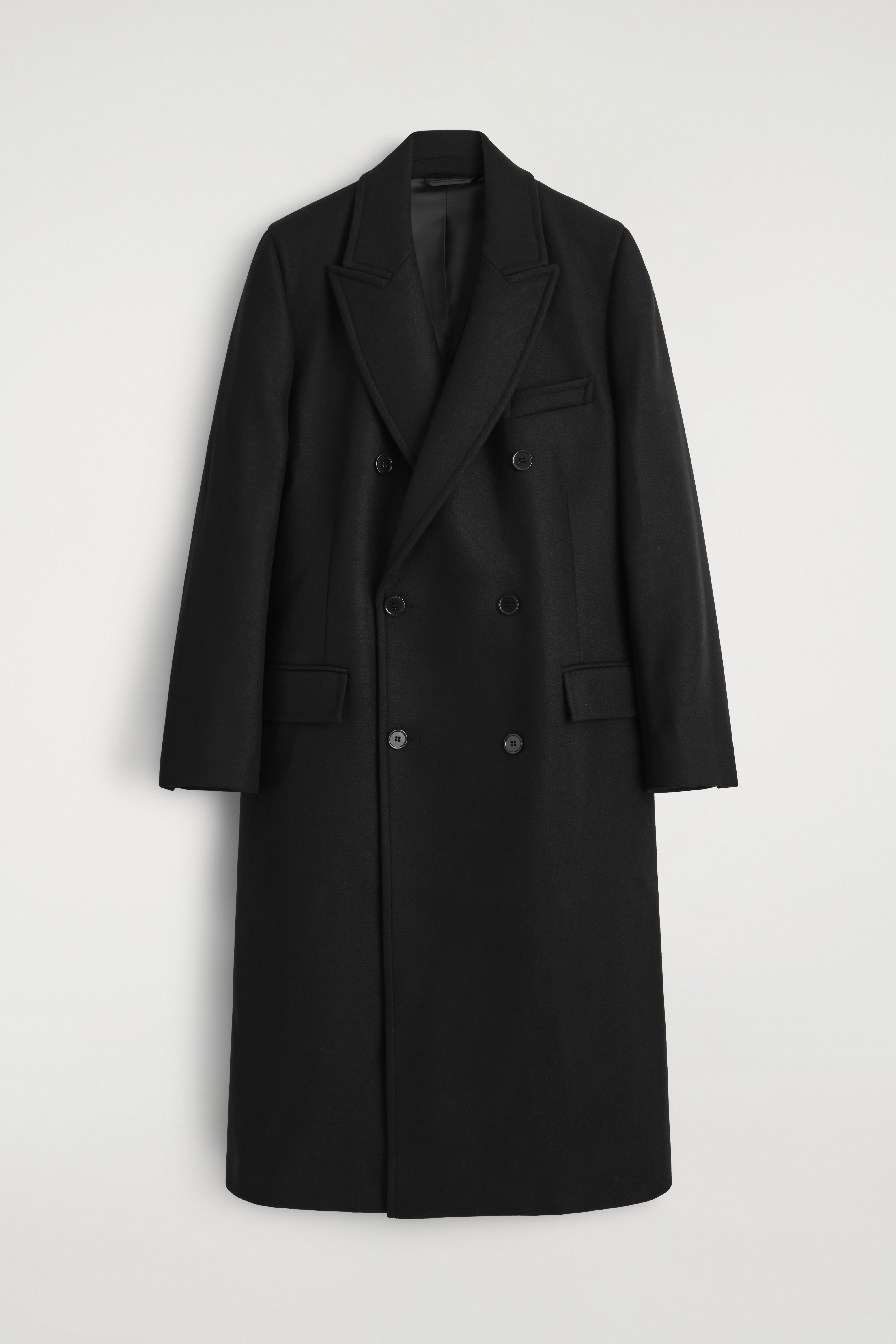 MANTEAU EN LAINE DOUBLE BOUTONNAGE - NOIR